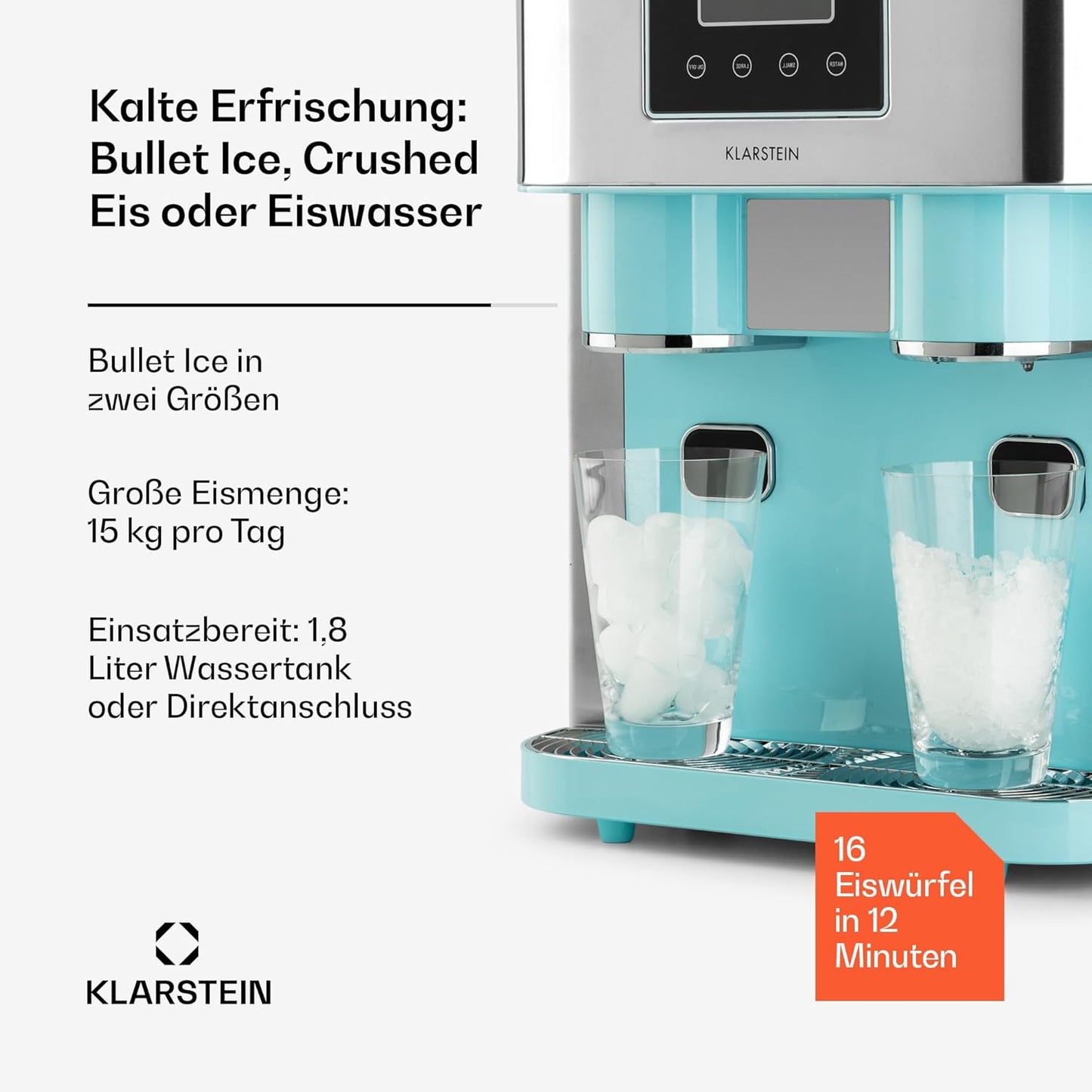 Kompakte Eiswürfelmaschine für Haushalt und Büro, Babyblau