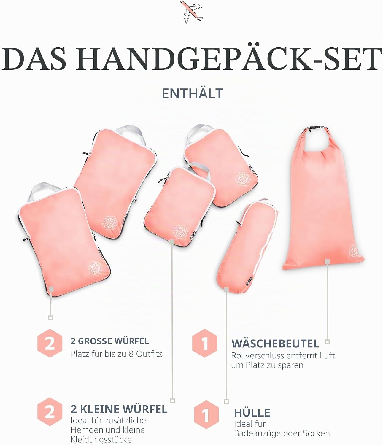 Kompressions-Packwürfel-Set, Dusty Rose 6Piece