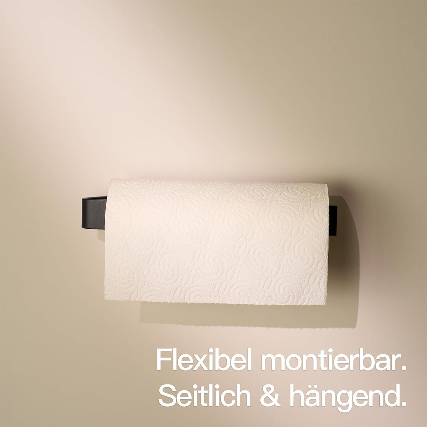 Küchenrollenhalter ohne Bohren, Matt Schwarz