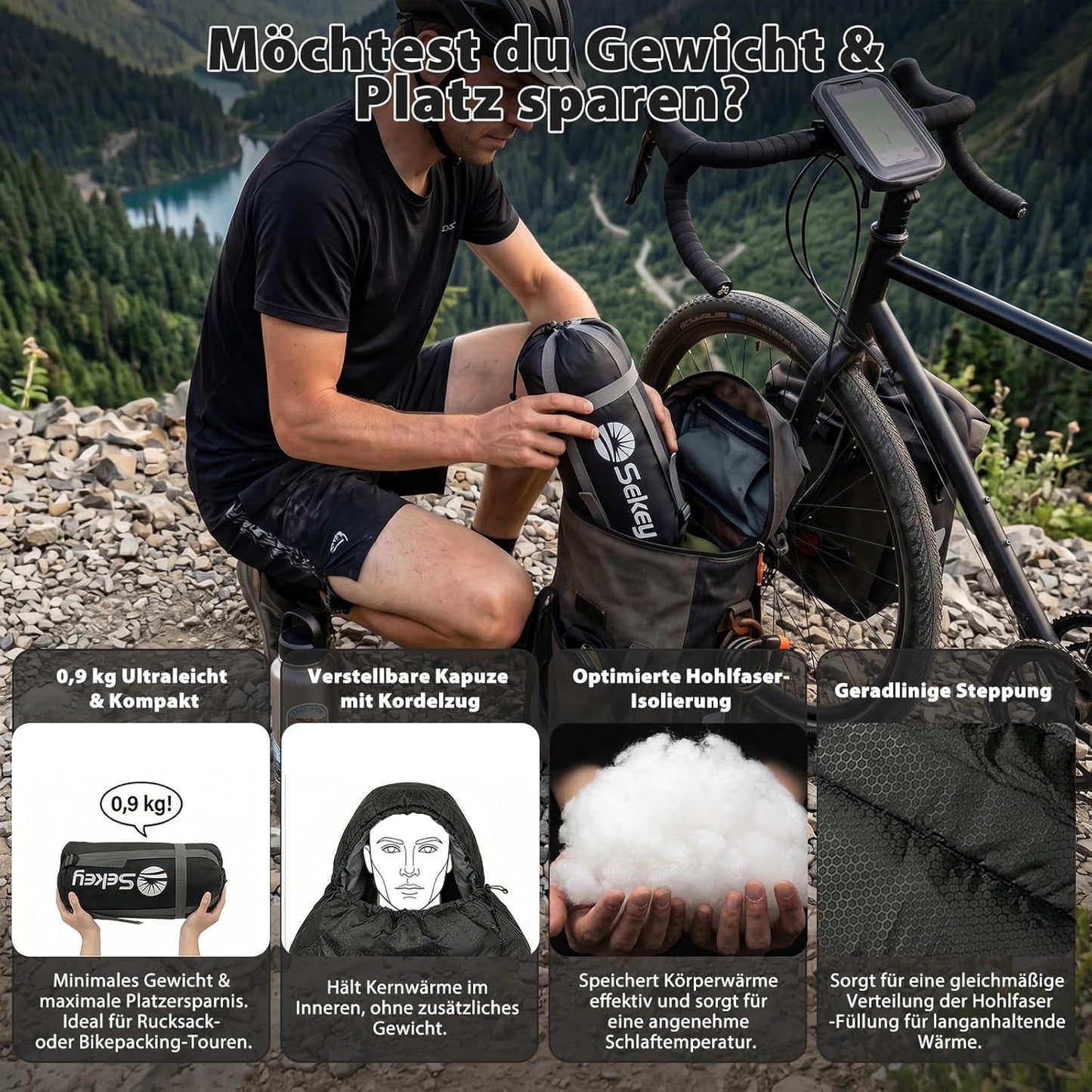 Mumienschlafsack für Sommerabenteuer, Sommer (+10 °C - +15 °C) Anthrazit