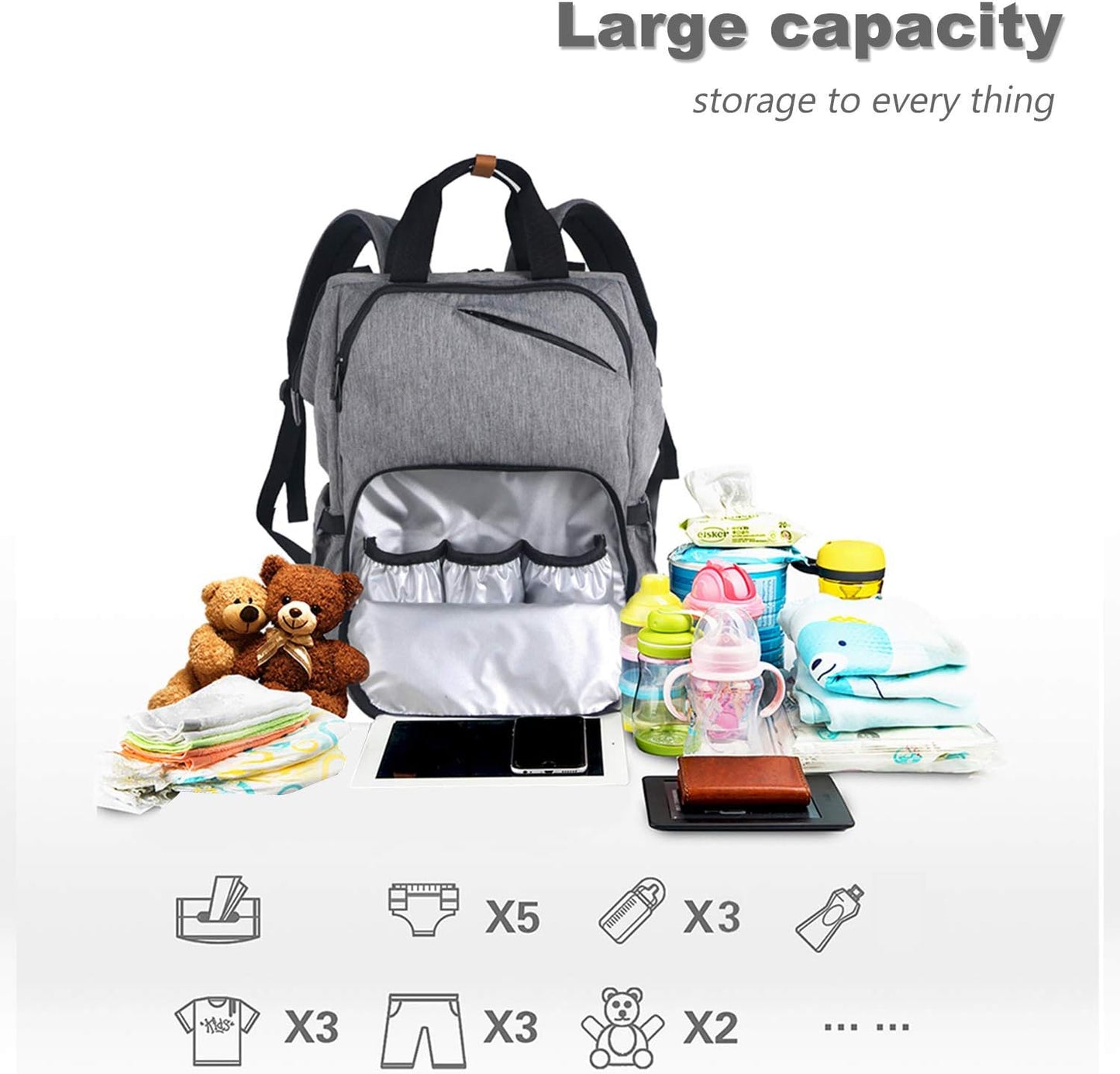 Wickelrucksack, Grau 1 Stück (1er Pack)