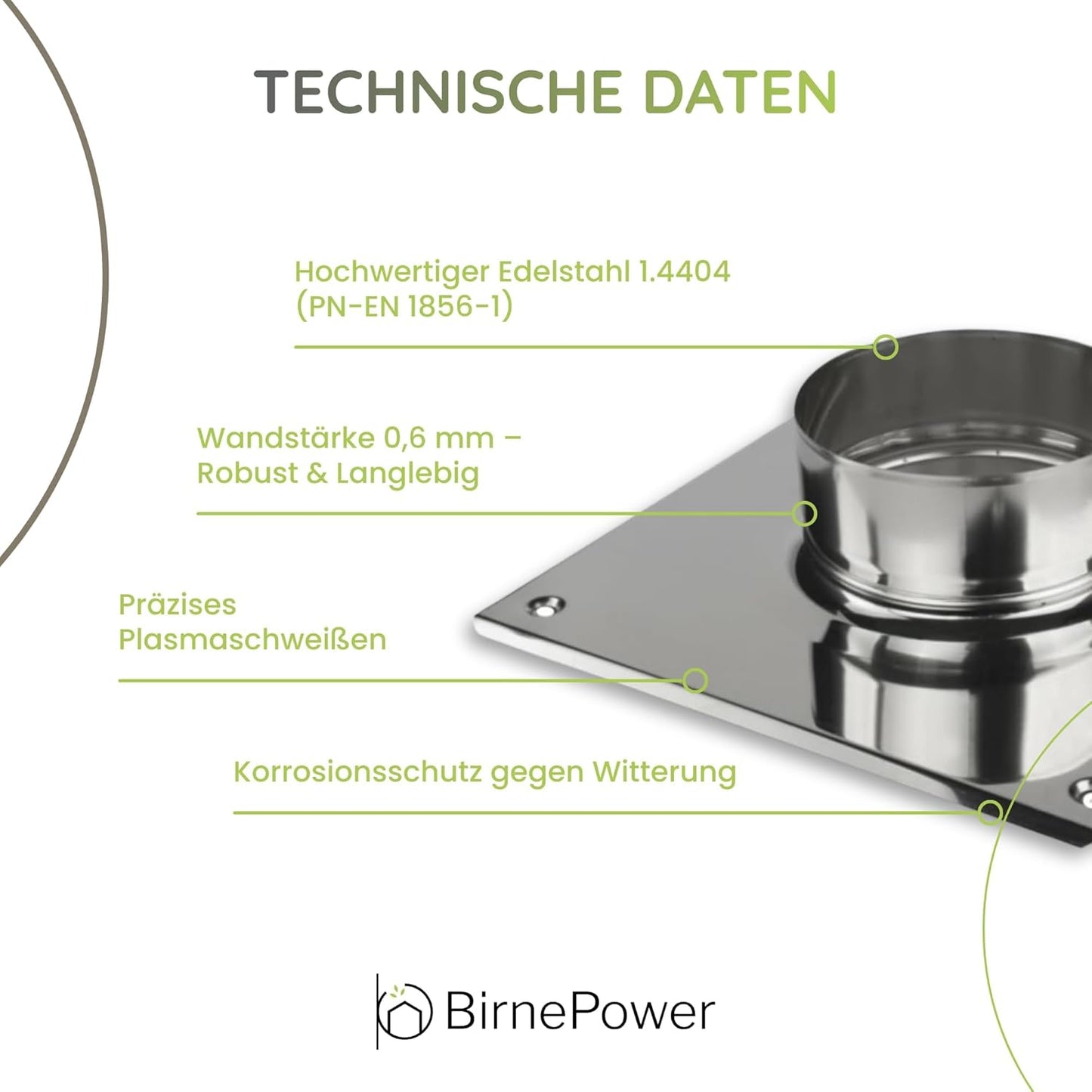 Ofenrohr Grundplatte 150 mm, 150 mm Grundplatte