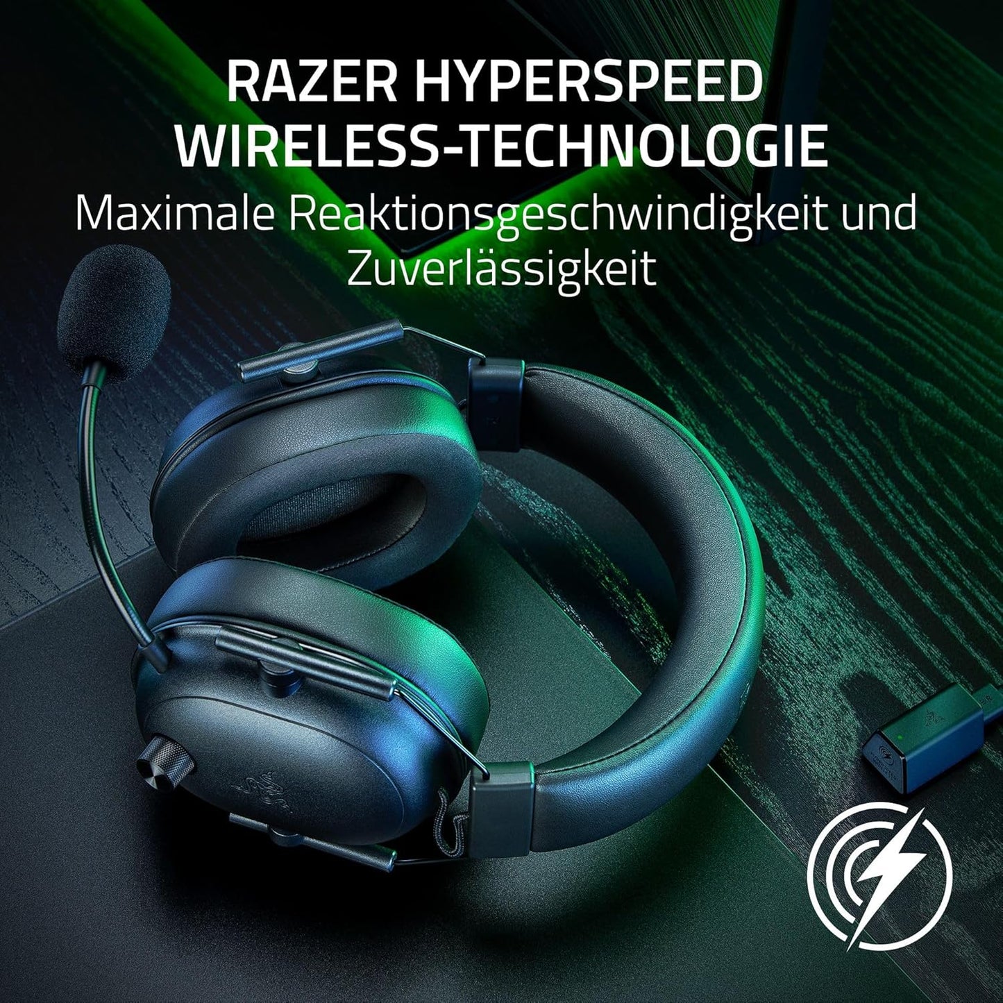 Kabelloses E-Sport Gaming-Headset HyperSpeed, Razer BlackShark V2 HyperSpeed Single Schwarz