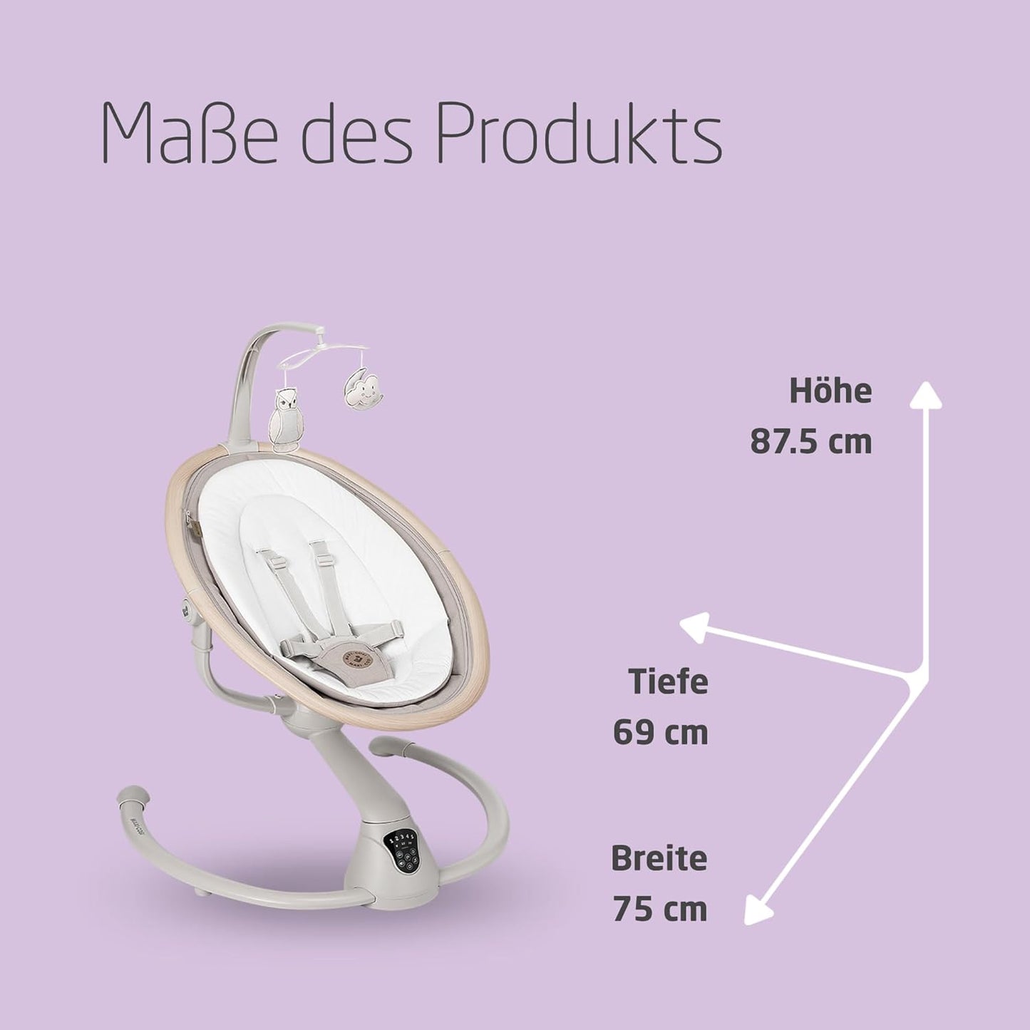 Elektrische Babyschaukel Cassia mit 360°-Drehung, Classic Beige, Cassia