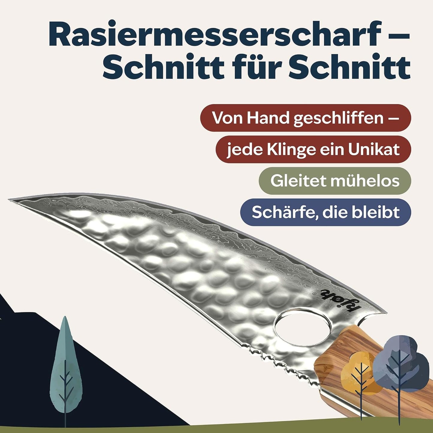 Damastmesser Kochmesser, V1: 62±2 Hrc