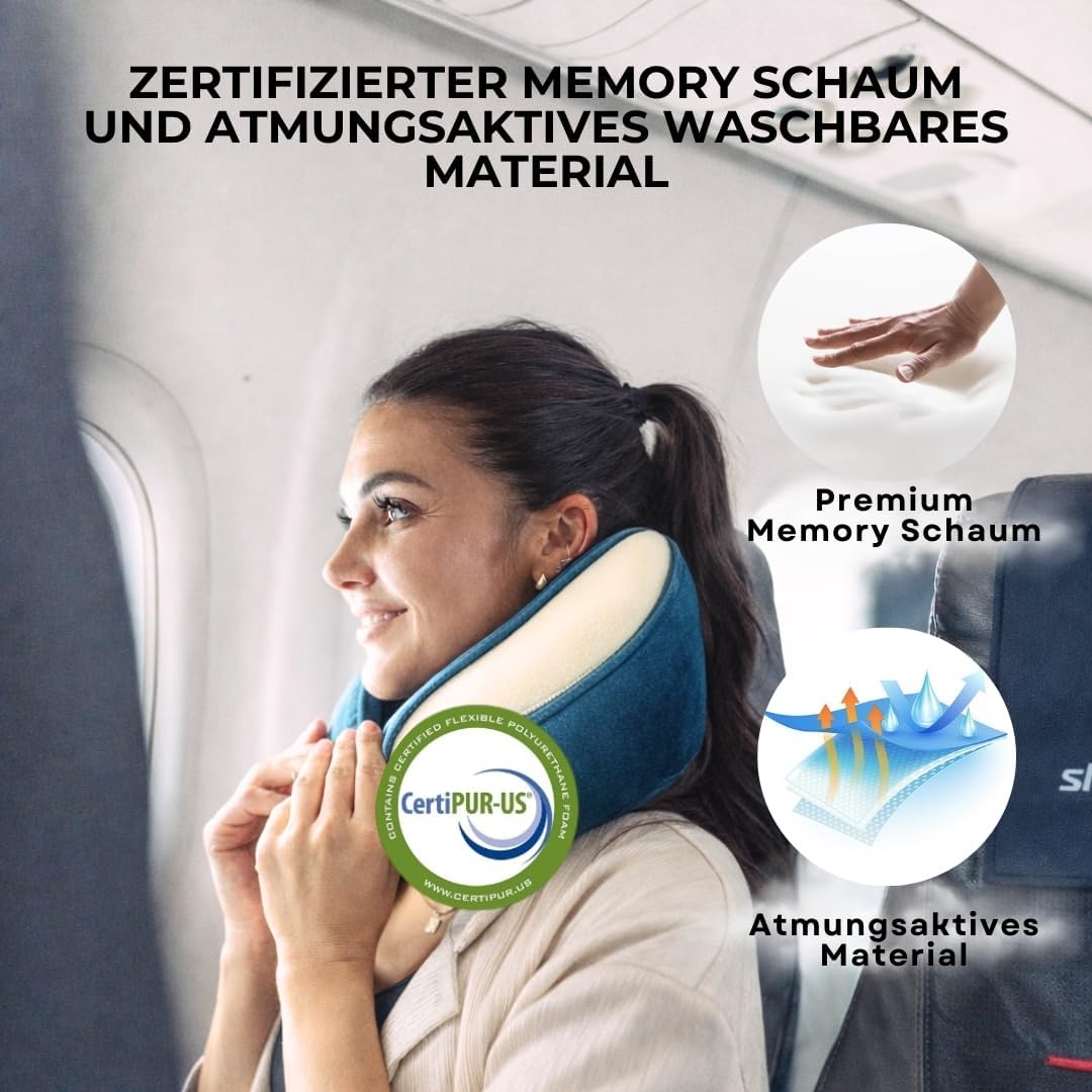 Einstellbares Memory Foam Reisekissen, Schwarz L/XL