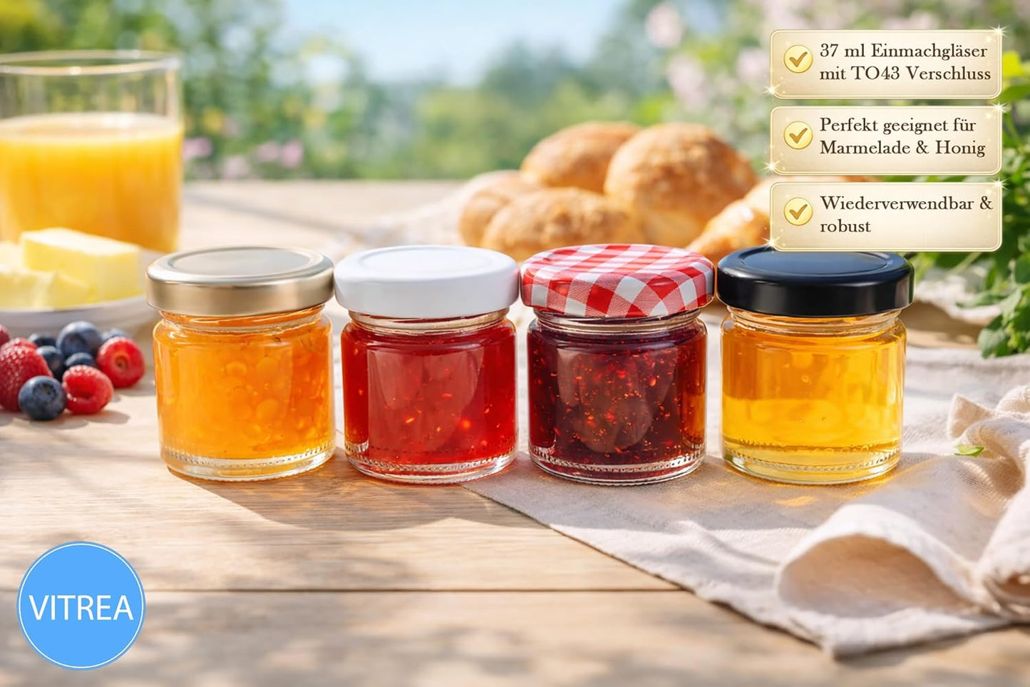 Mini Marmeladengläser mit Deckel (50 Stück, 37 ml), 37 ml 50