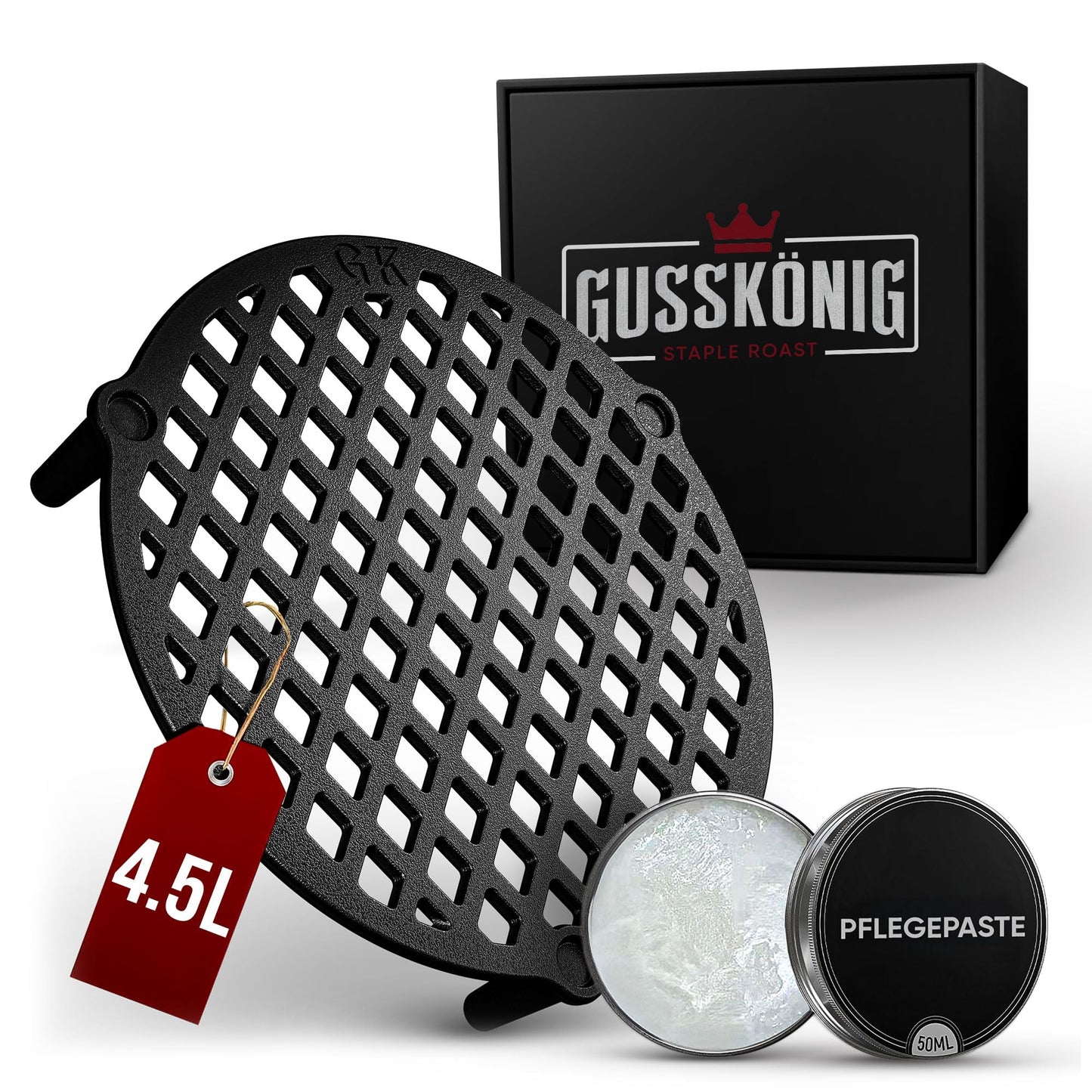 Stapelrost für Dutch Oven, Schwarz+pflegepaste Ø 20,4 cm | für 5 Liter Dutch Oven