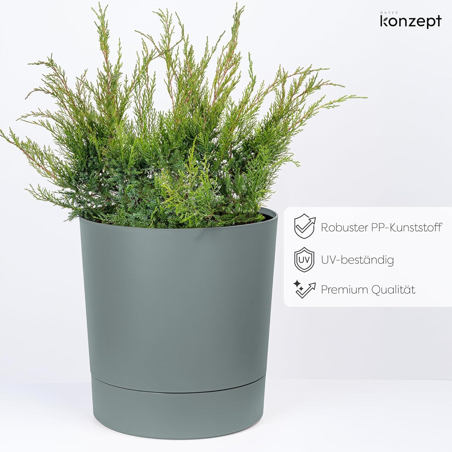 Blumentopf mit Untersetzer, Mint 38 cm