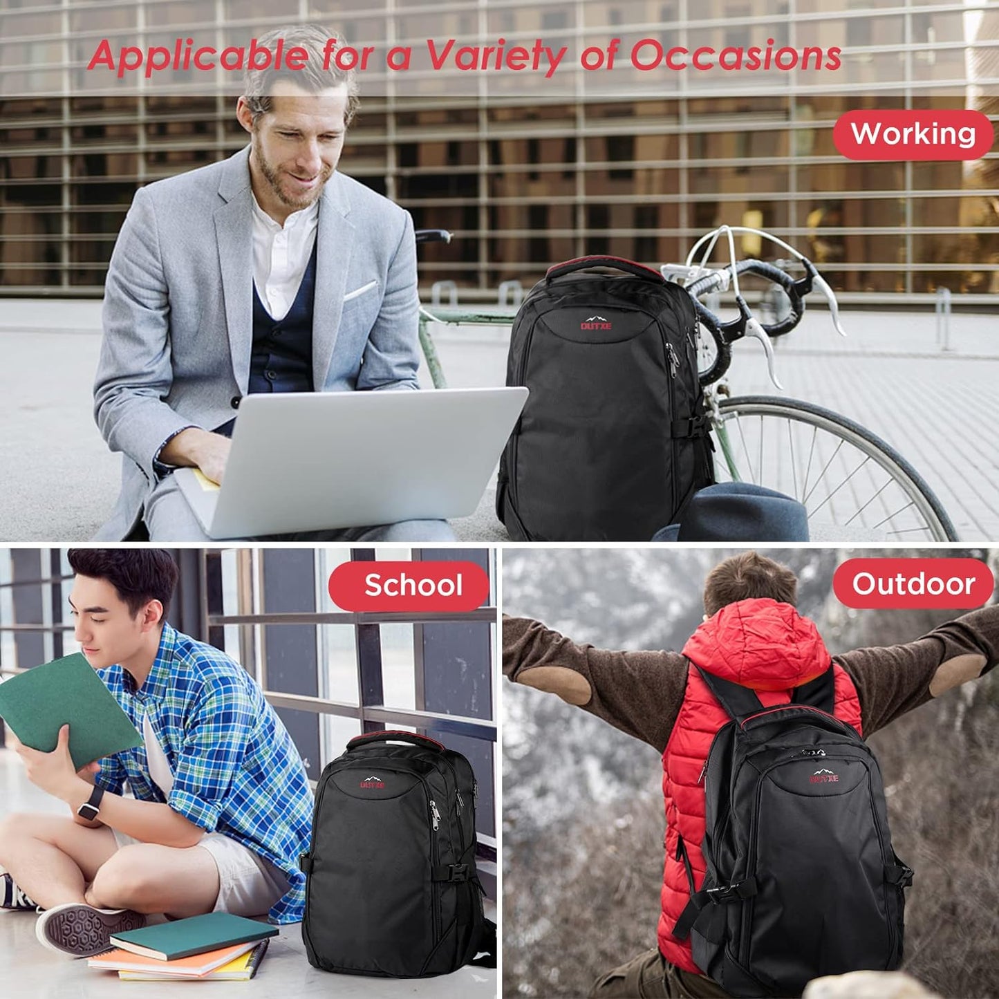 Rucksack mit Kühltasche, Schwarz,22L
