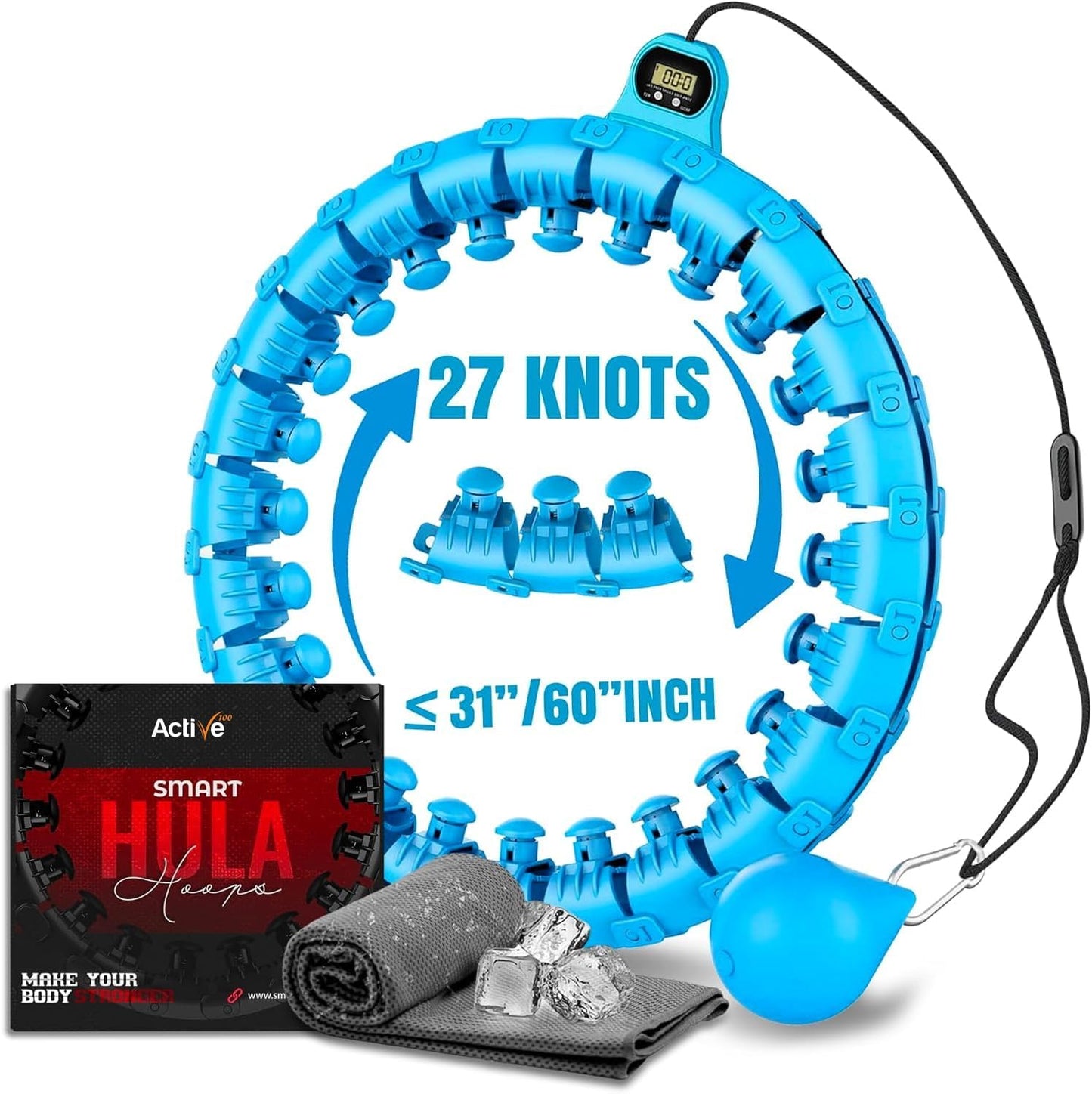 Smart Hula Hoop mit 27 abnehmbaren Knoten, Azure