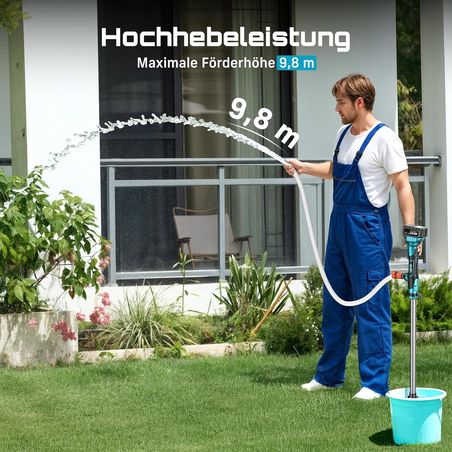 Akku-Regenfasspumpe mit Ladegerät