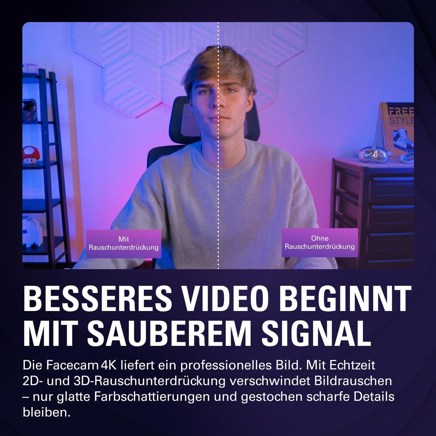 Facecam 4K Webcam mit HDR und USB-C Anschluss, Facecam 4K
