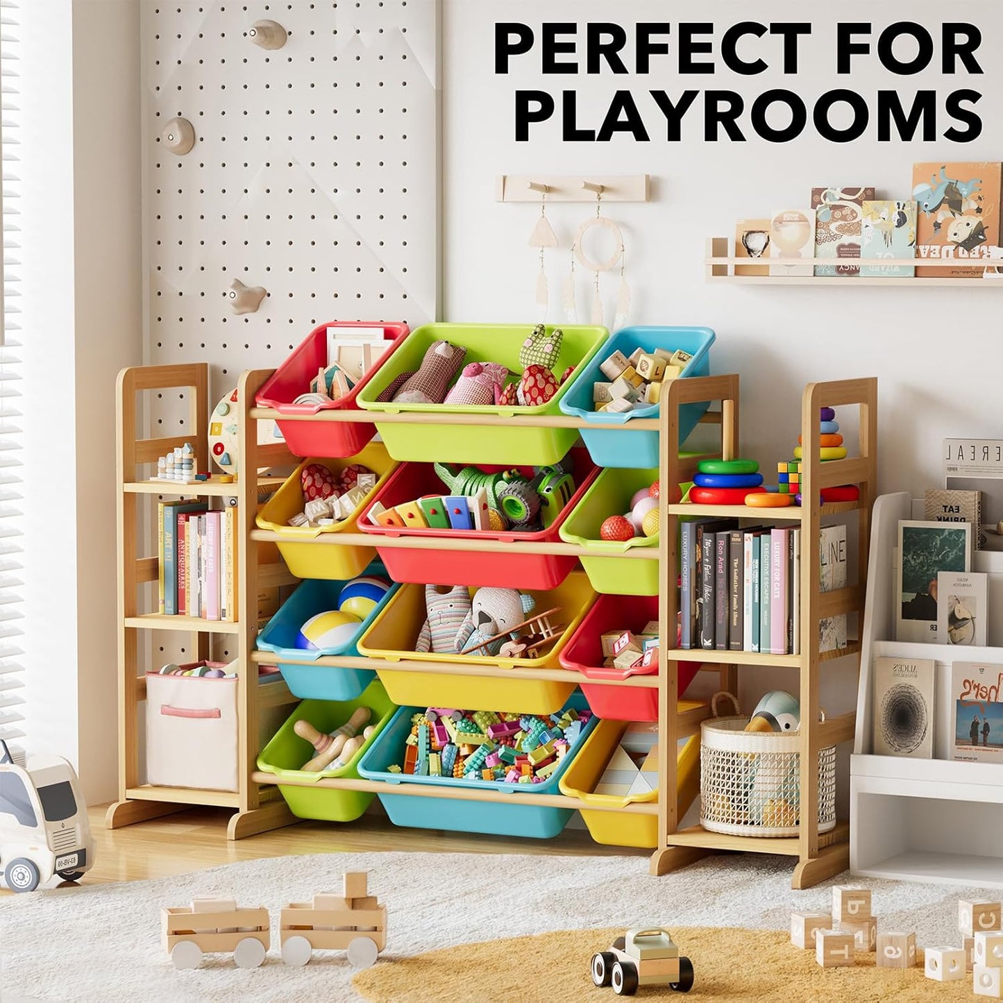 Spielzeug-Organizer mit Regalen und Behältern, Bunt 52.3"W, 6 Shelves, 12 Bins 1