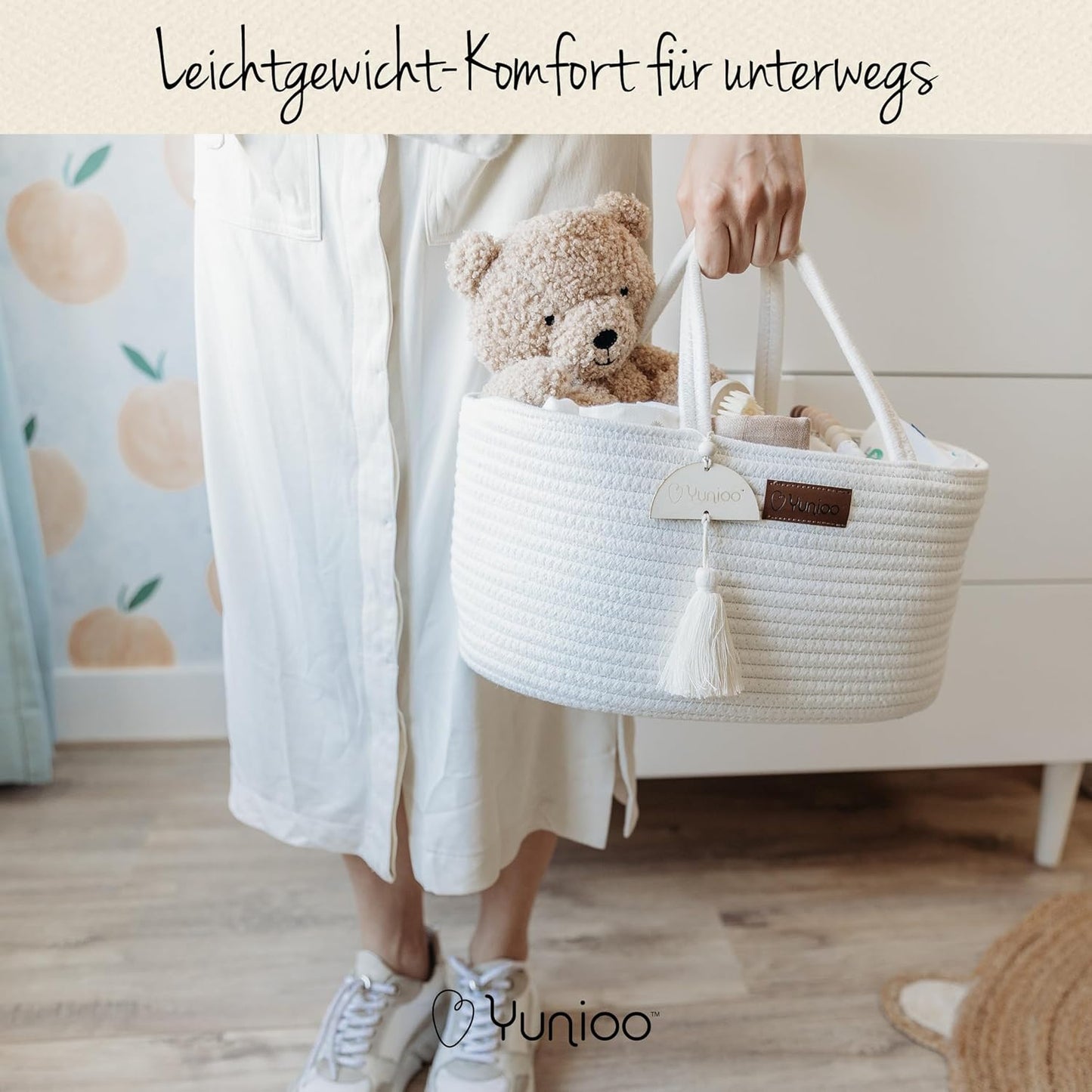 Wickeltasche mit Trennfächern, Weiss