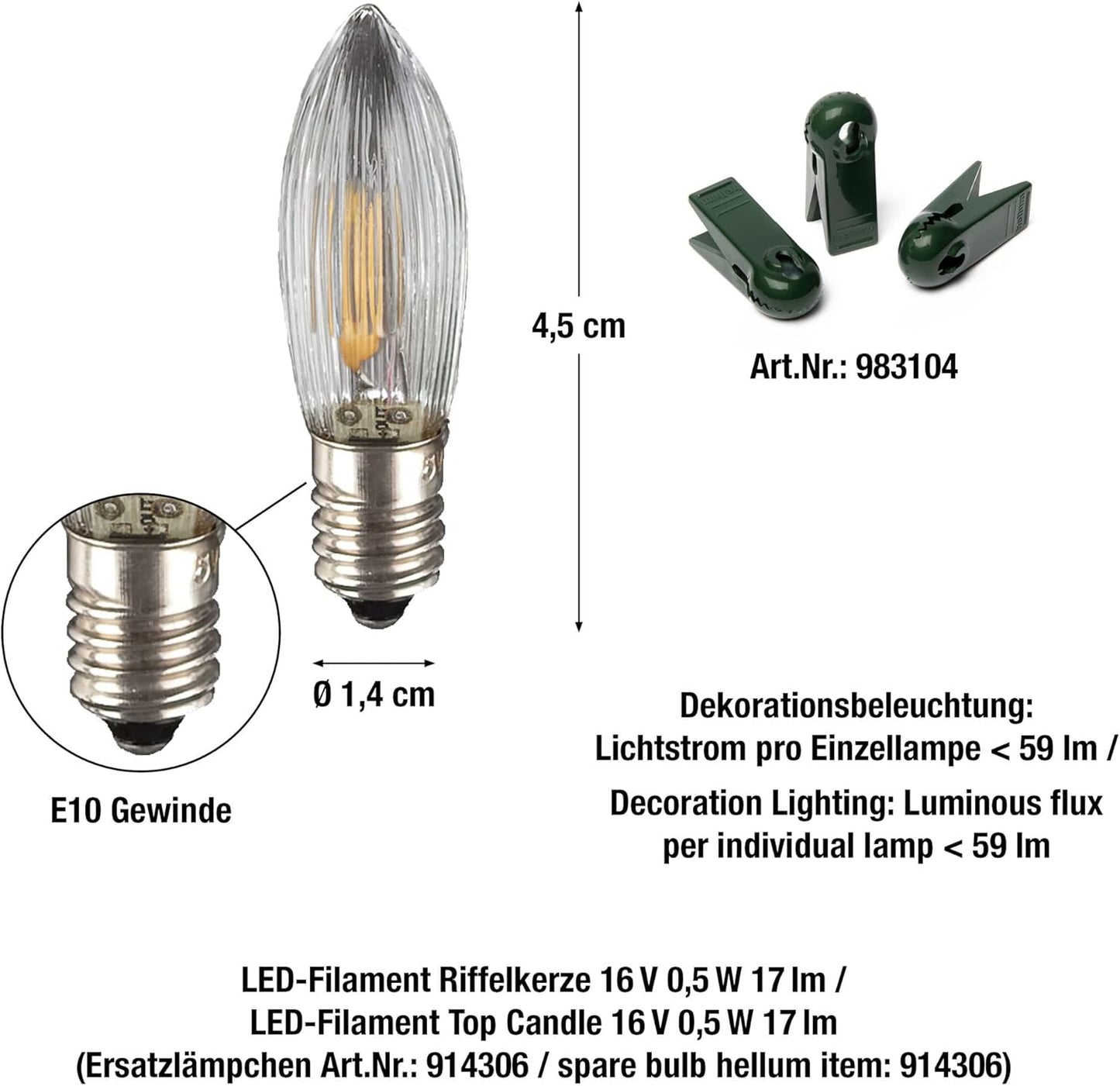 Weihnachtsbaum LED-Lichterkette, 15 LED-Filament / 13,3m beleuchtet|Elfenbein