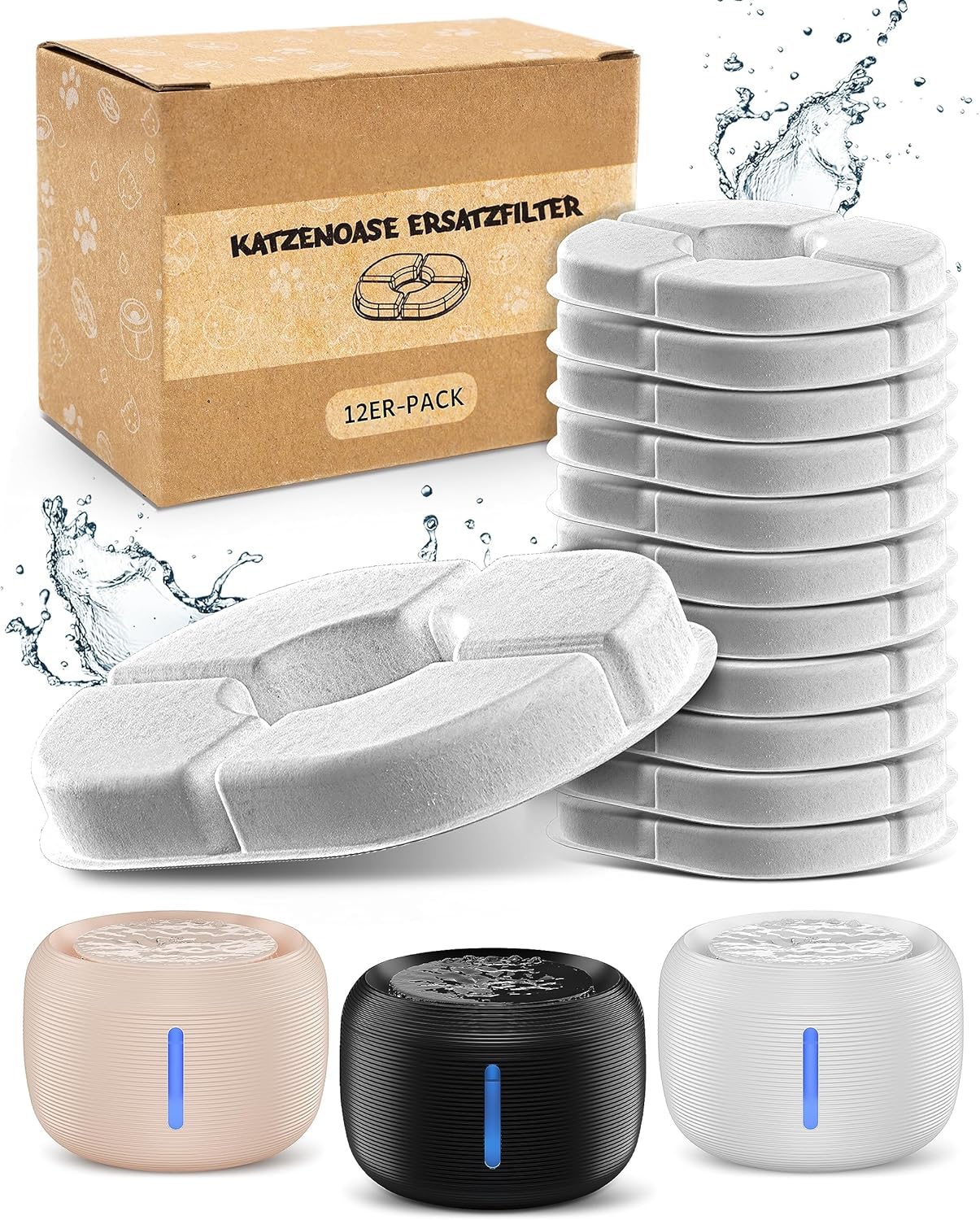 Filter für Katzenbrunnen, 12er Pack, 12er Pack