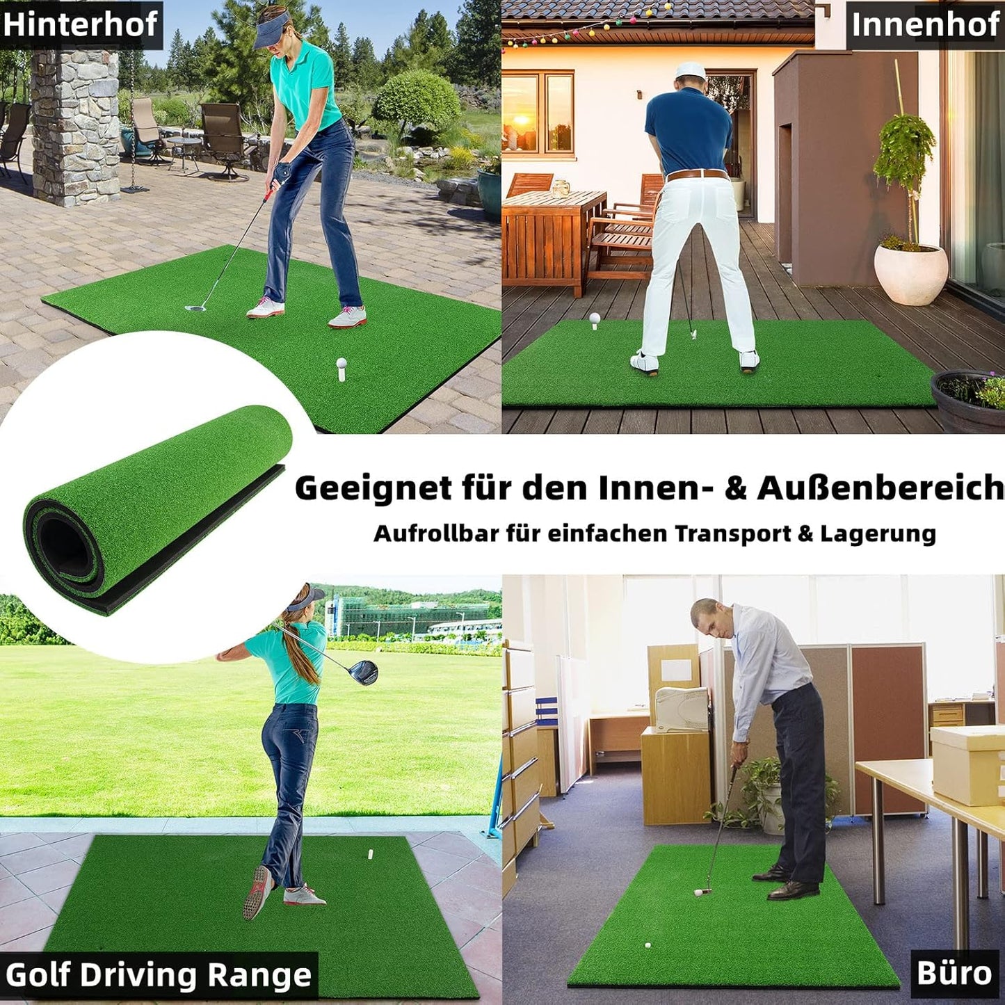Faltbare Golf-Abschlagmatte mit Tees