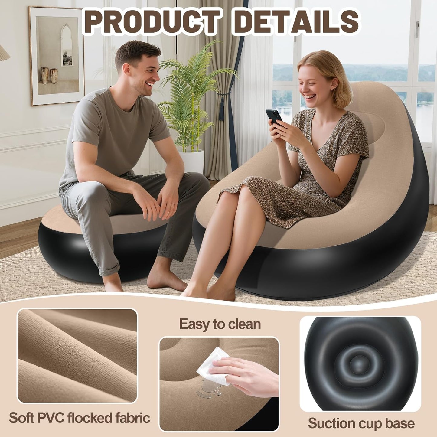 Aufblasbares Sofa mit Fusshocker für Camping