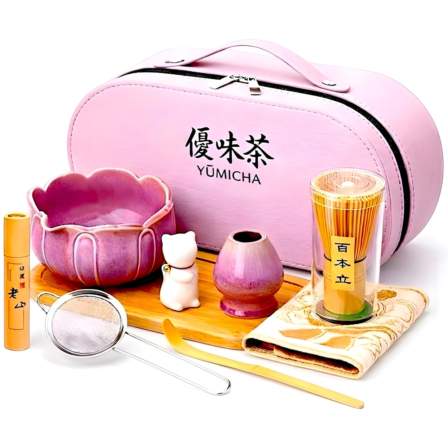 Matcha Tee-Set, Rosafarbener Service, Lotusrosa 10