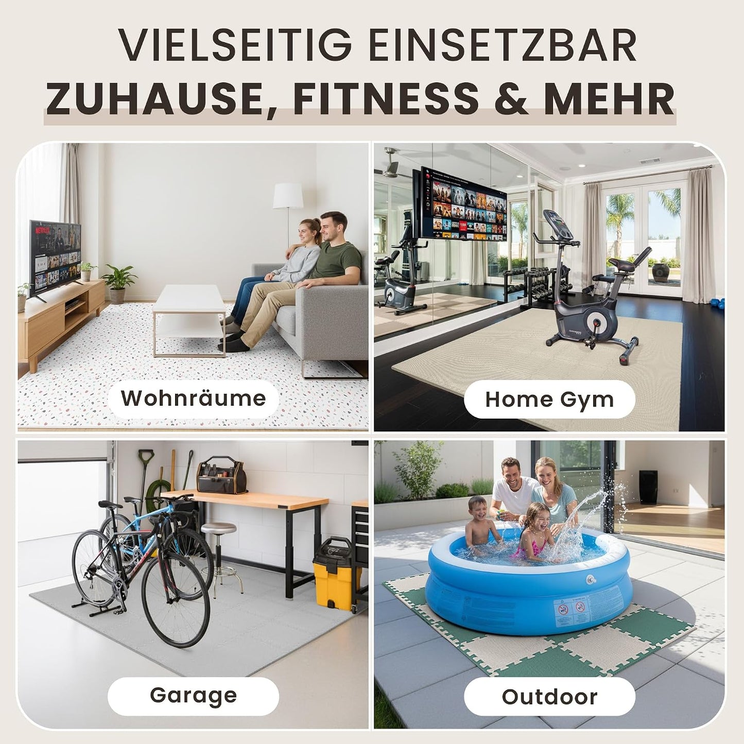 Bodenschutz- und Fitnessmatte, 18 Stück