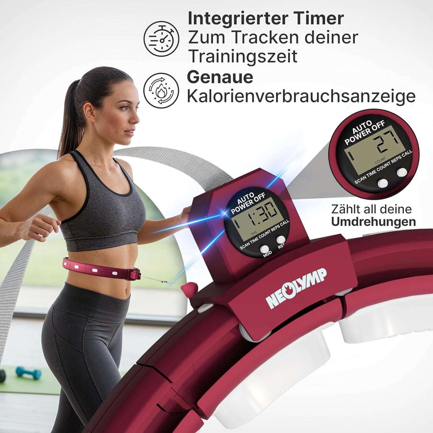 Smart Hula Hoop Reifen mit Tracking-Funktion, Berry