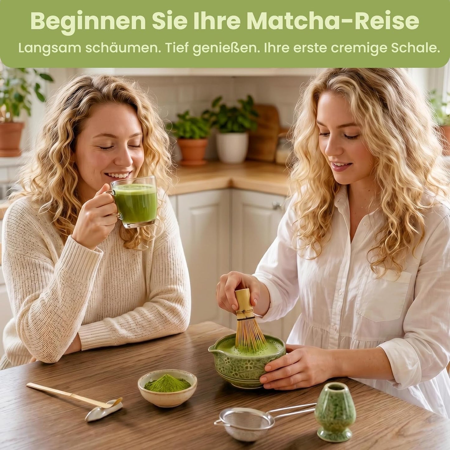 7-teiliges Matcha-Teeset, Grün