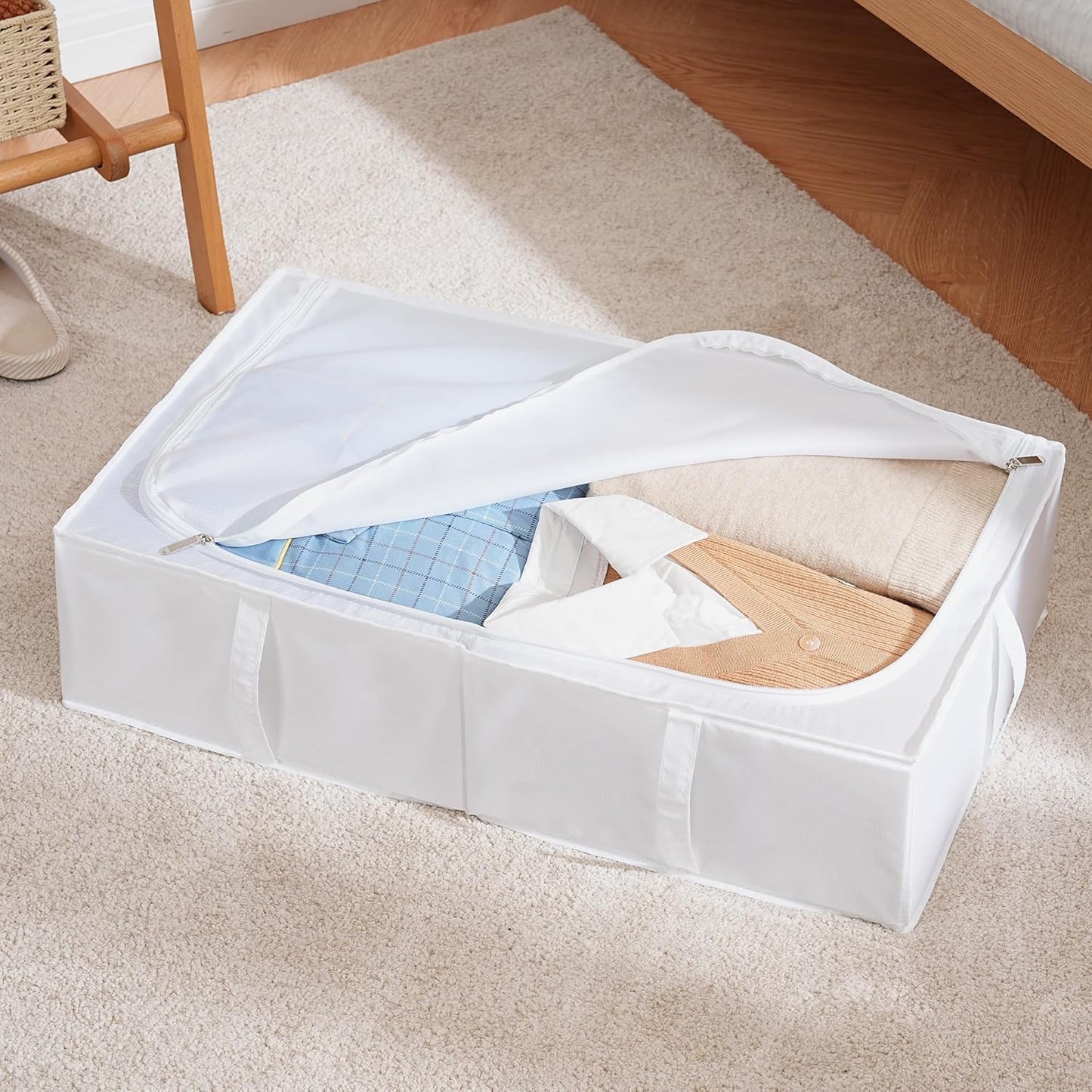 Unterbett-Aufbewahrungsboxen Set, Weiß Groß 2er-Pack