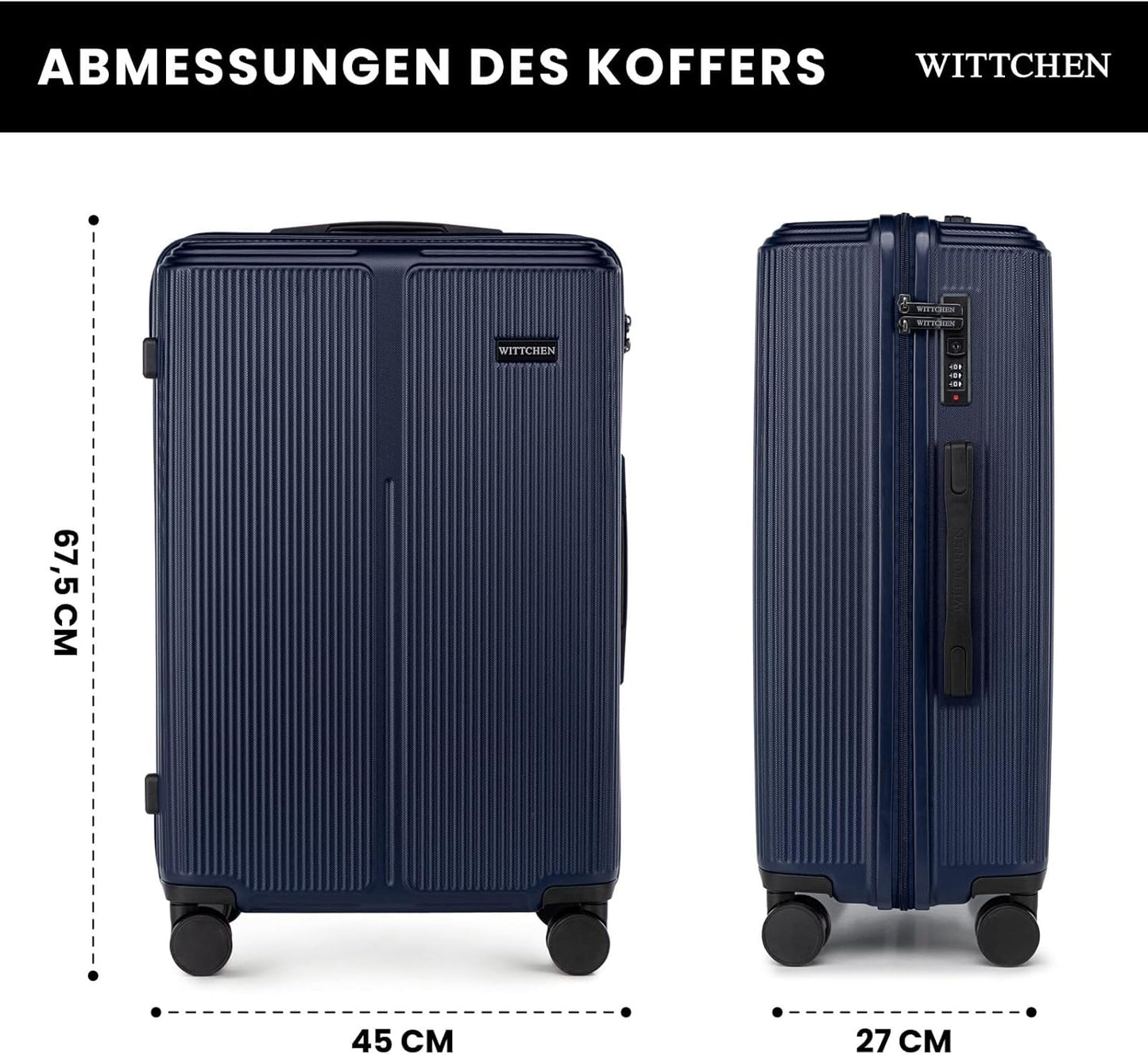 Stripes Line Kofferset 3-teilig (M, L, XL), Marineblau Kofferset (M, L, XL)