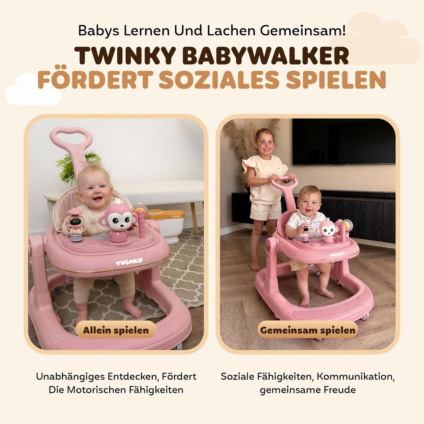 Lauflernwagen mit Spielset, pink and gold
