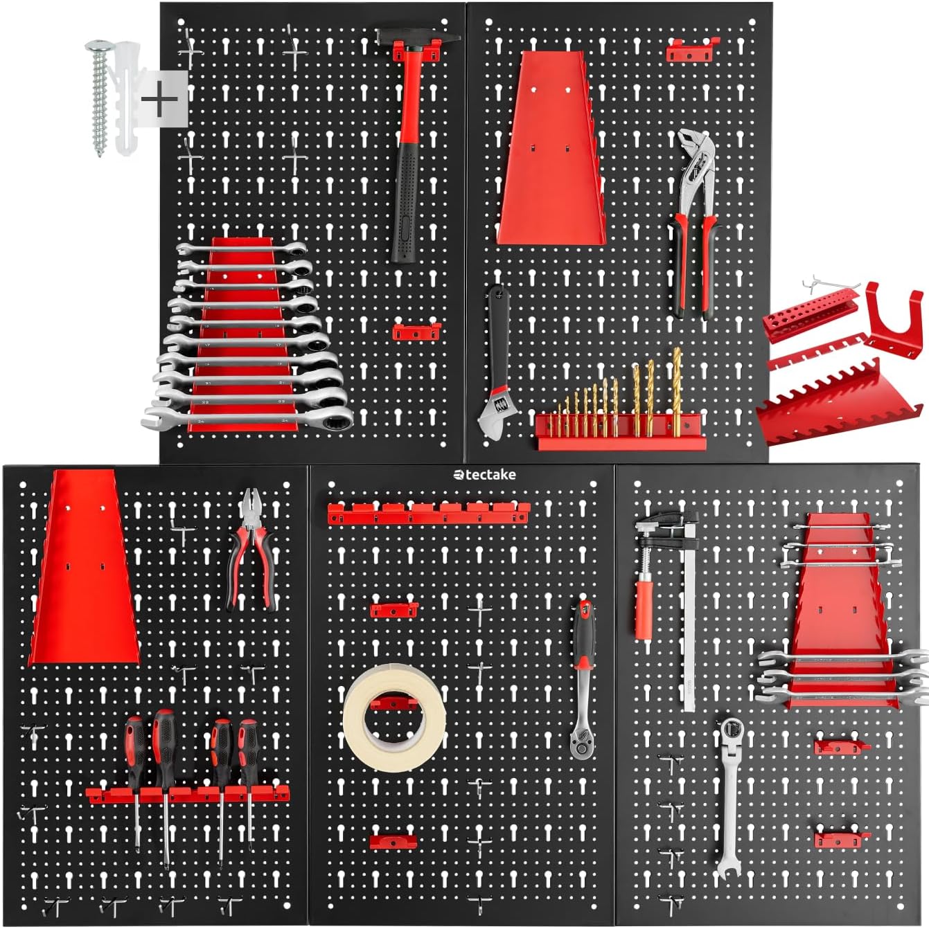 5-teiliges Set Werkzeug-Lochwand mit Halterungen, 5-tlg.