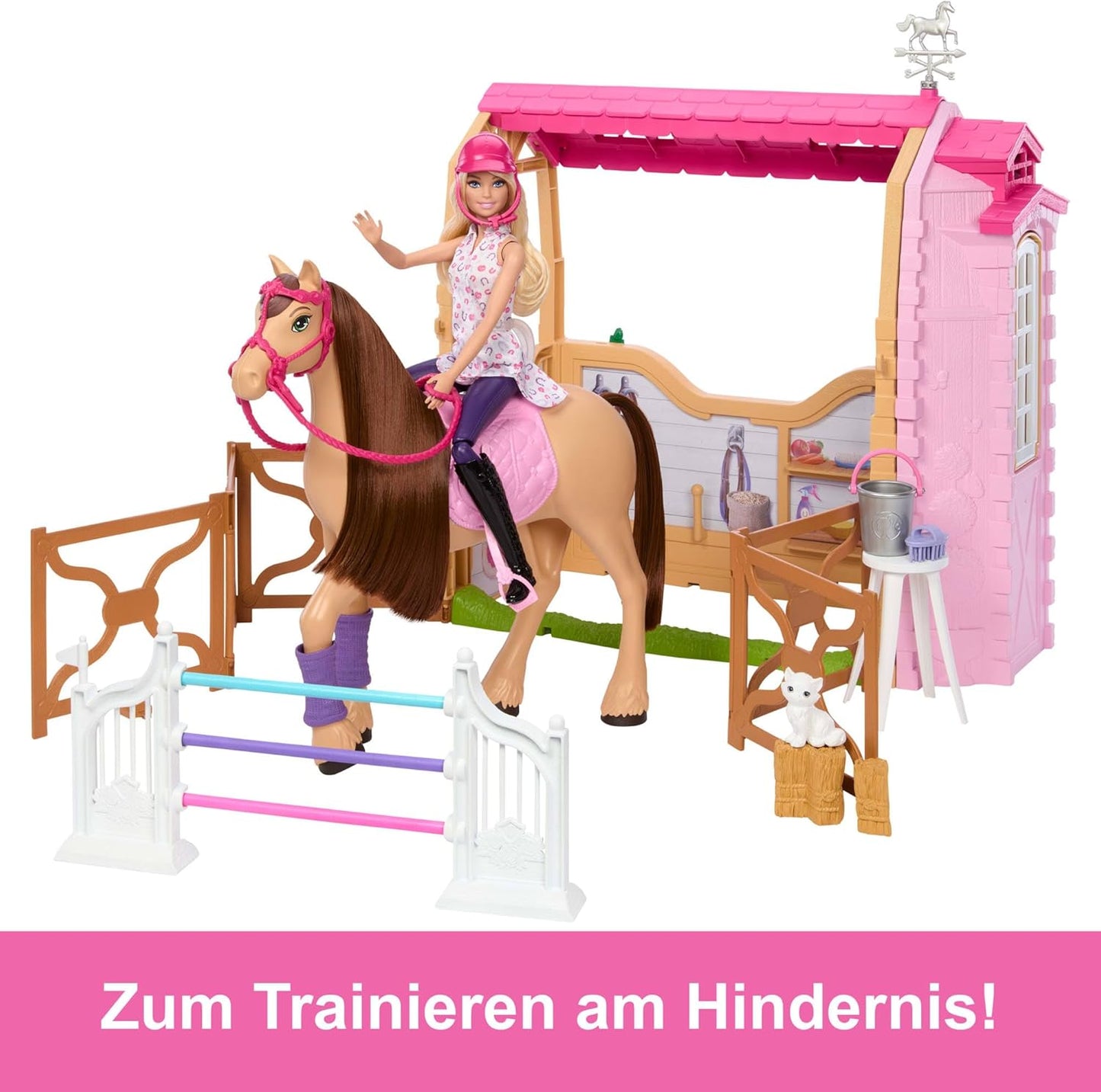 Spielzeugstall-Spielset mit Puppe & Pferd
