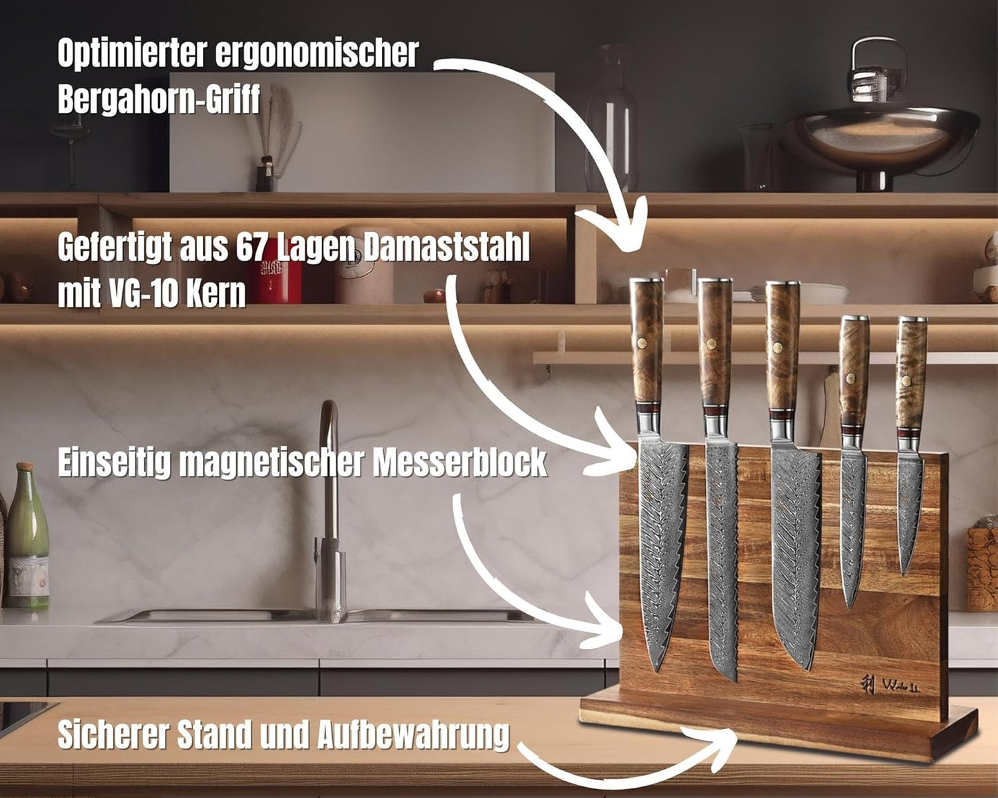6-teiliges Küchenmeser-Set, Culinary Sycamore