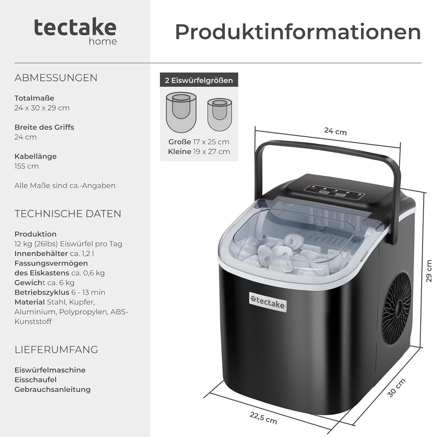 Eiswürfelmaschine Arctic, schwarz