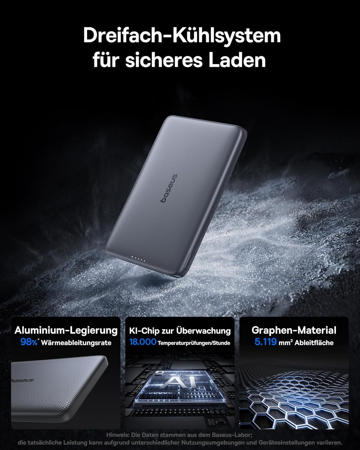 Picogo AM41 Ultra Slim Qi2 Magsafe Powerbank, Space Grauer 5000mAh