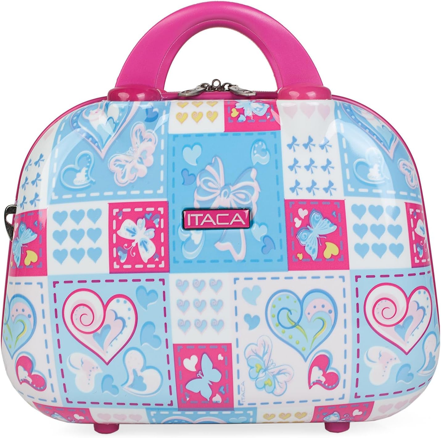 Hartschalen-Kosmetikkoffer mit Kofferhalterung, XS Blau-fuchsia