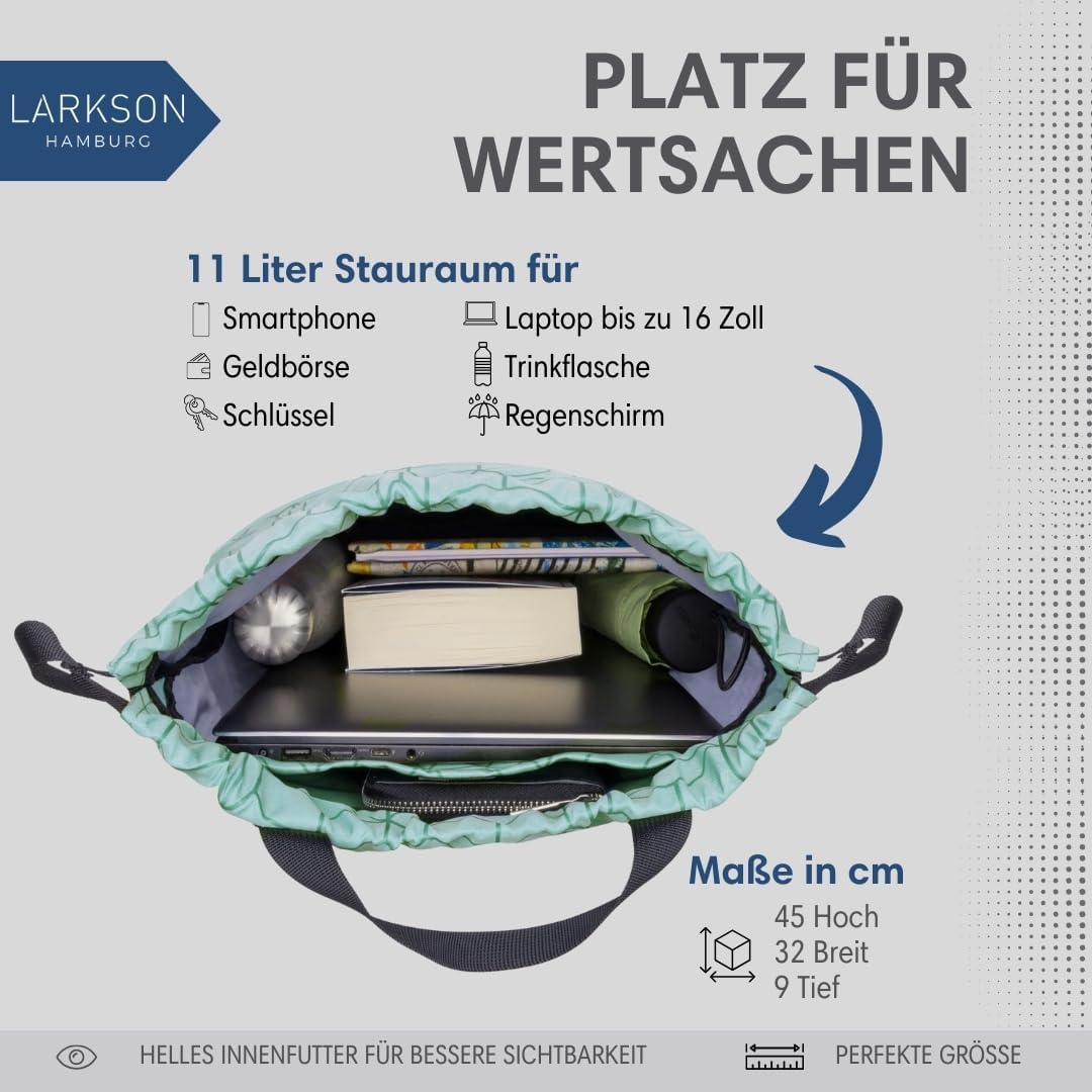 Turnbeutel No 7 mit Aussentasche, Mint Muster