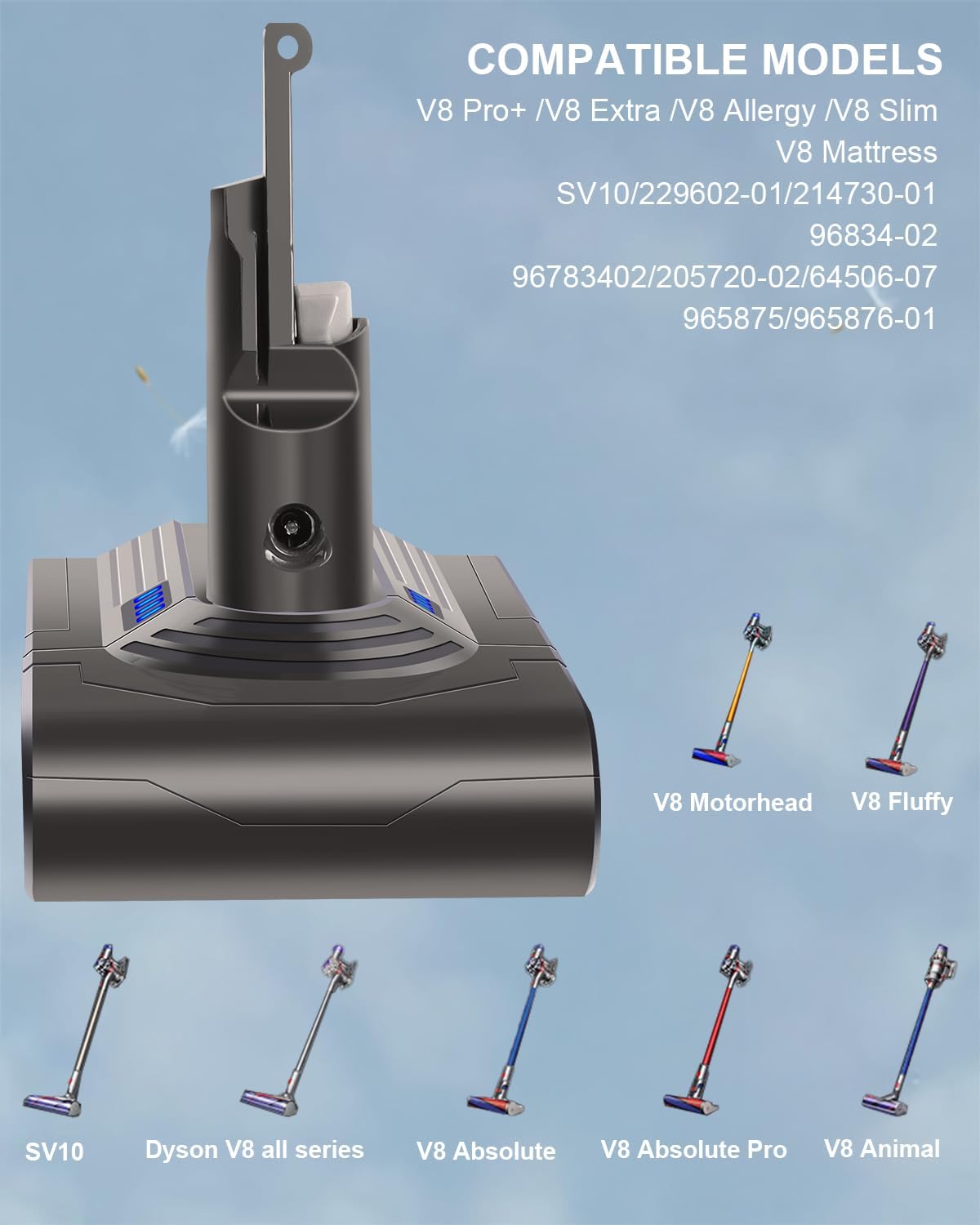 Ersatzakku für Dyson V8/SV10 Handstaubsauger, 6000mAh, V8 4.5A