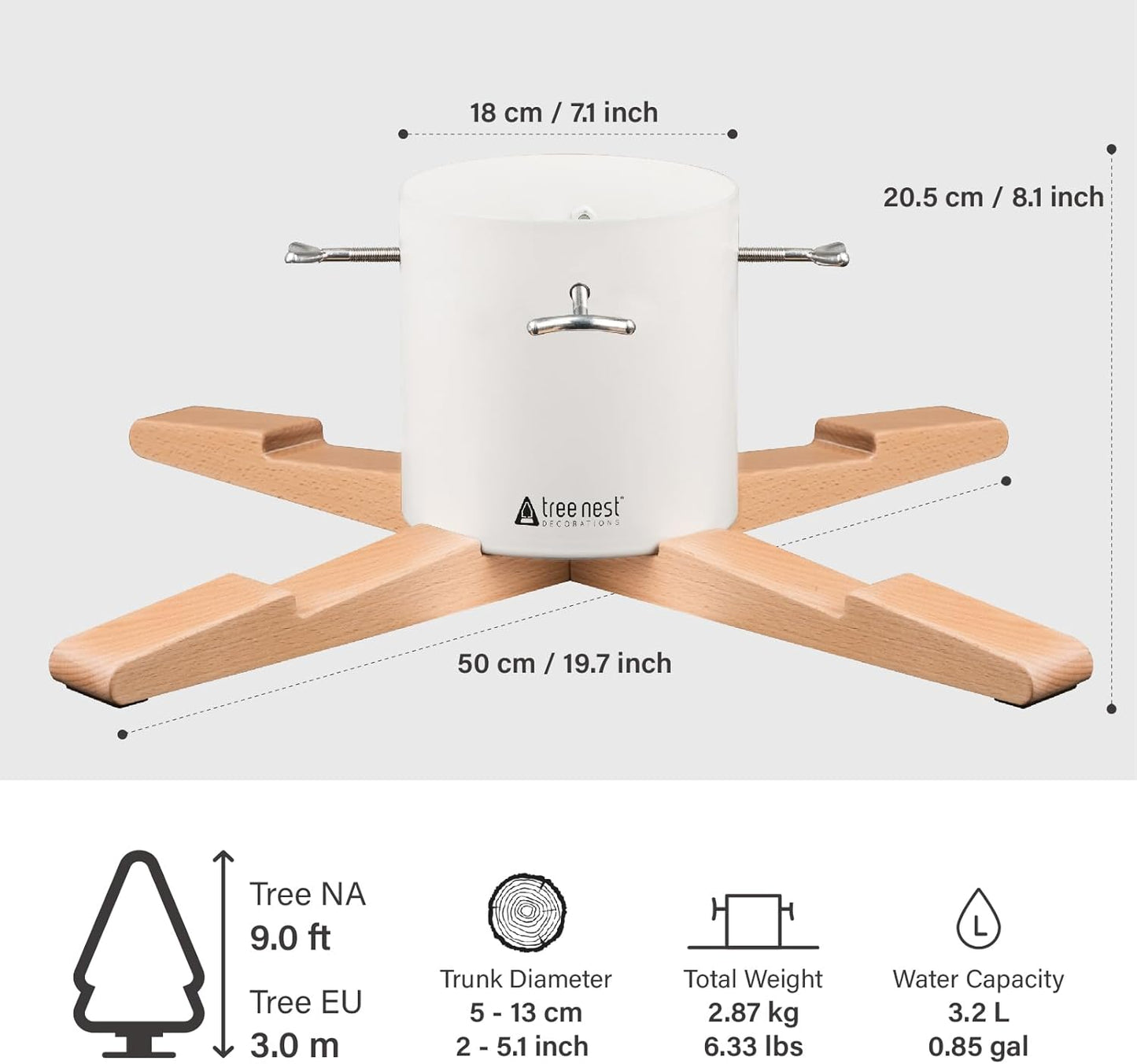 Weihnachtsbaumständer mit Wassertank, Weiss / Up to 3,0m, Ф13cm