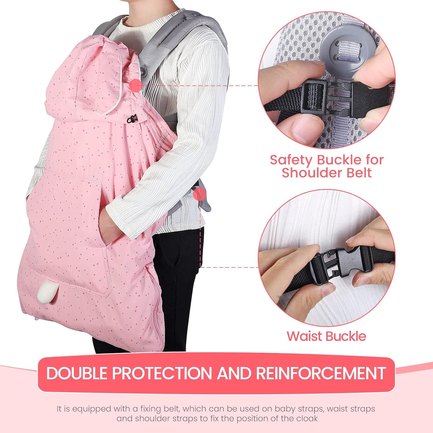 Tragecover für Babytragen, Rosa Kaninchen Fleece-Futter