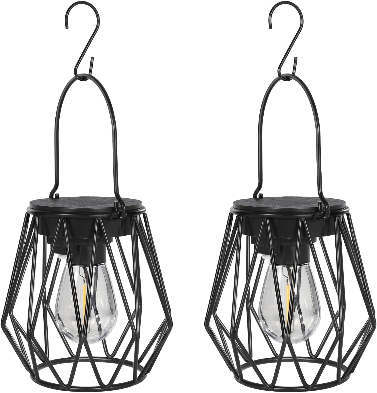 2-teiliges Solarleuchten-Set in Diamantform, Schwarz Diamant