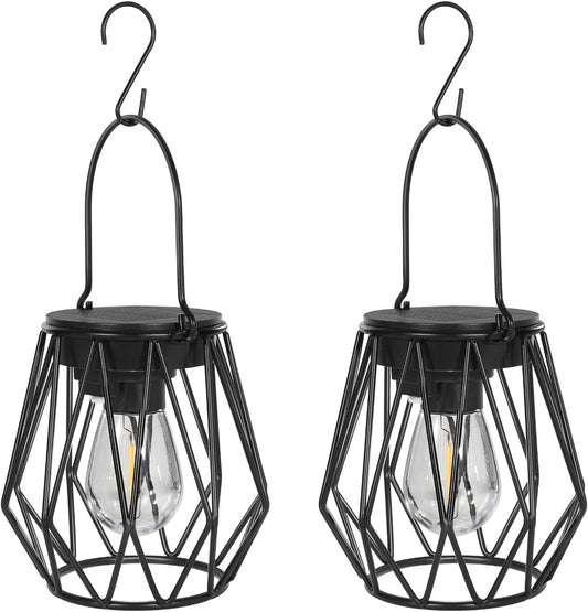2-teiliges Solarleuchten-Set in Diamantform, Schwarz Diamant