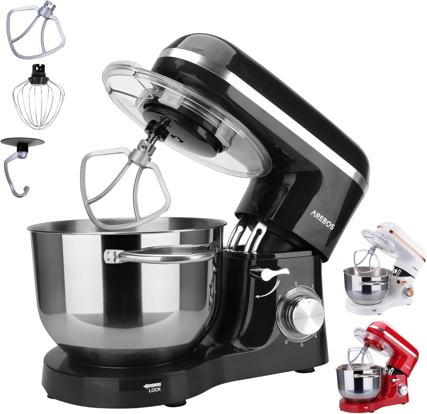 Küchenmaschine mit Edelstahl-Rührschüssel, Schwarz