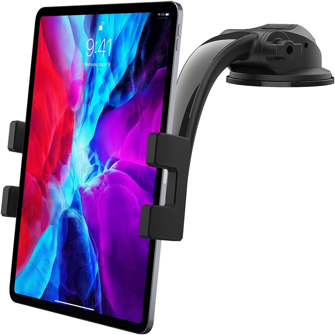 Tablet- und Handyhalterung (4-13 Zoll), Armaturenbrett, mit Saugnapf, Schwarz