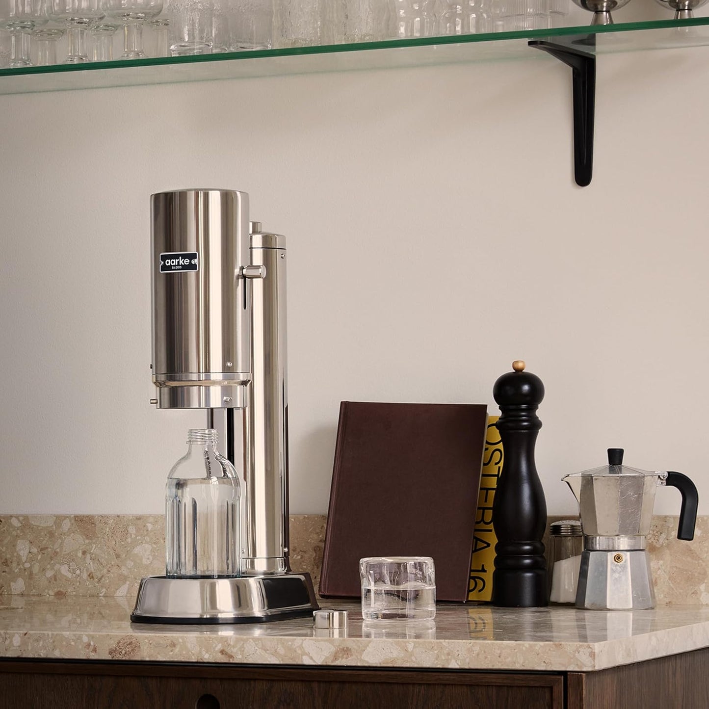 Carbonator Pro Wassersprudler mit Glasflasche, Stahl, Mattschwarz
