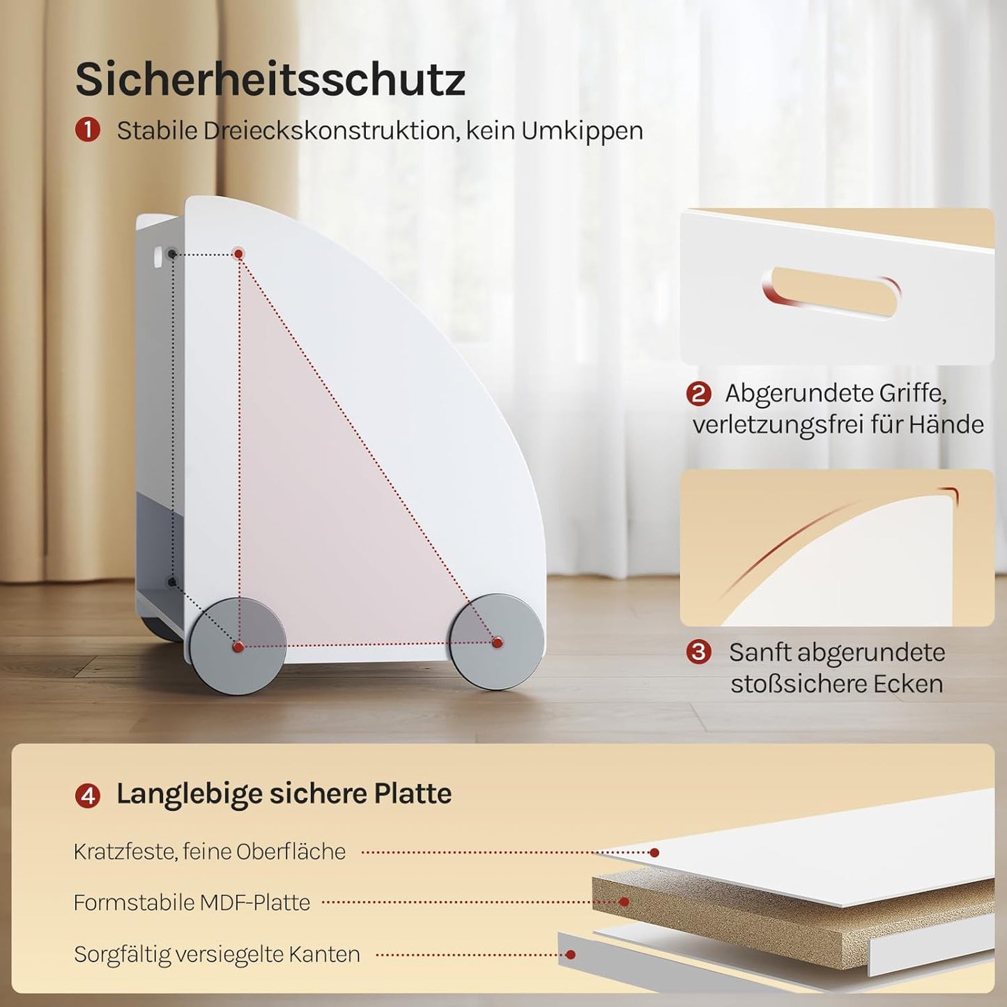 Kinderregal mit Räder, Weiß