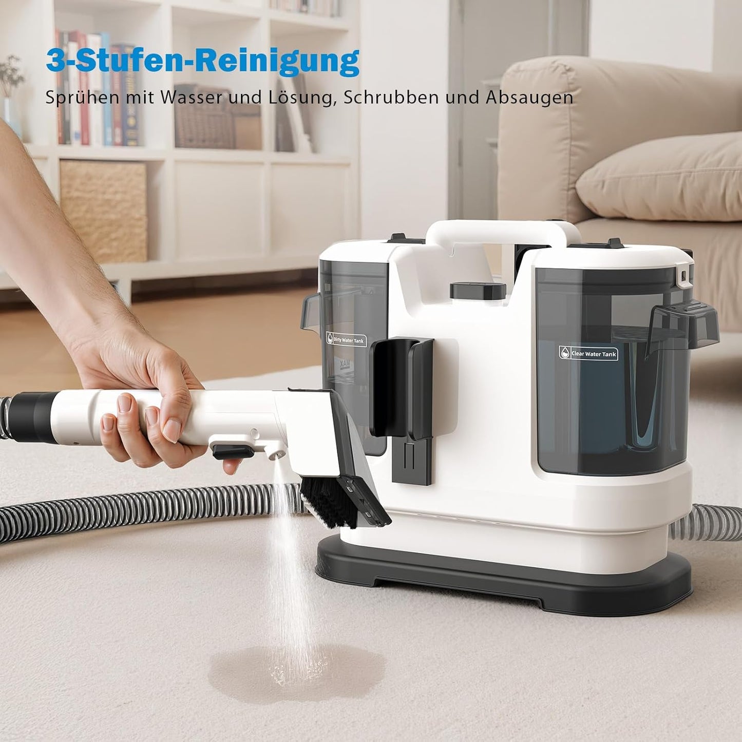 Nasssauger Polsterreiniger mit Selbstreinigung, Weiß