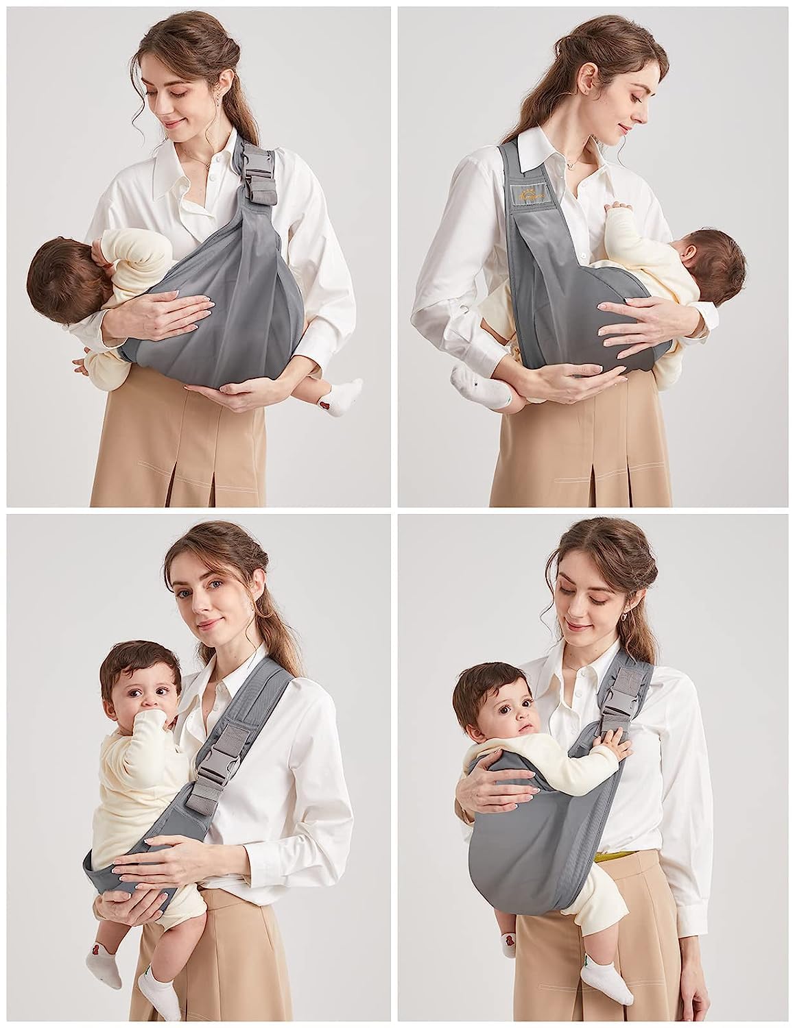 Ergonomische Baby-Hüfttrage, Nebelgrau