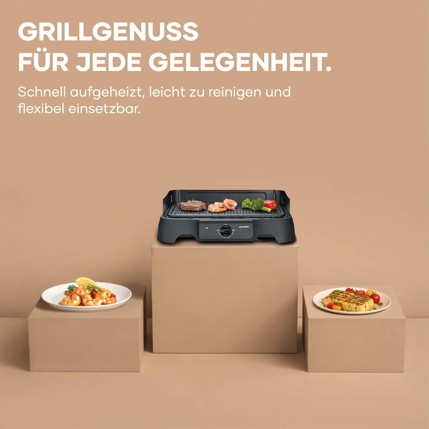 Tischgrill PG 8595, NEU 2026: Aluminium-Grillplatte