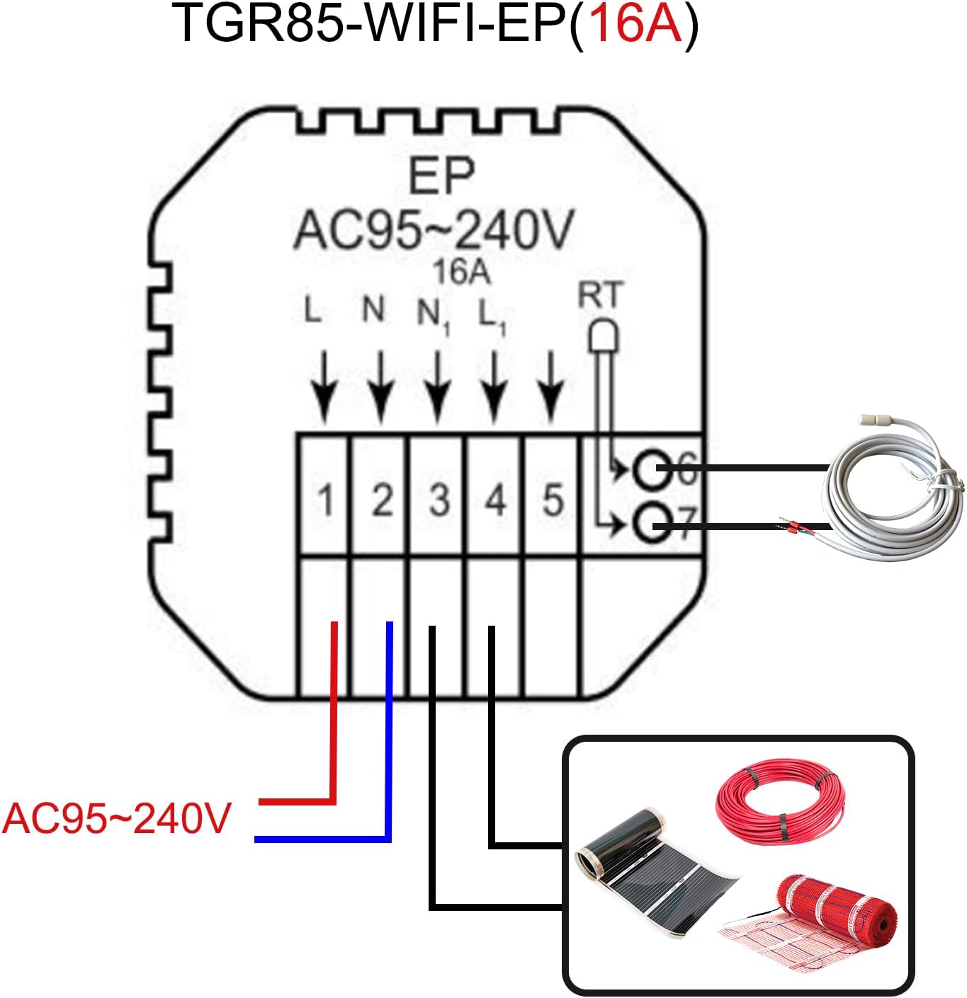 TGR85WIFI-EP, Elektroheizung Thermostat 1 Stk_WIFI